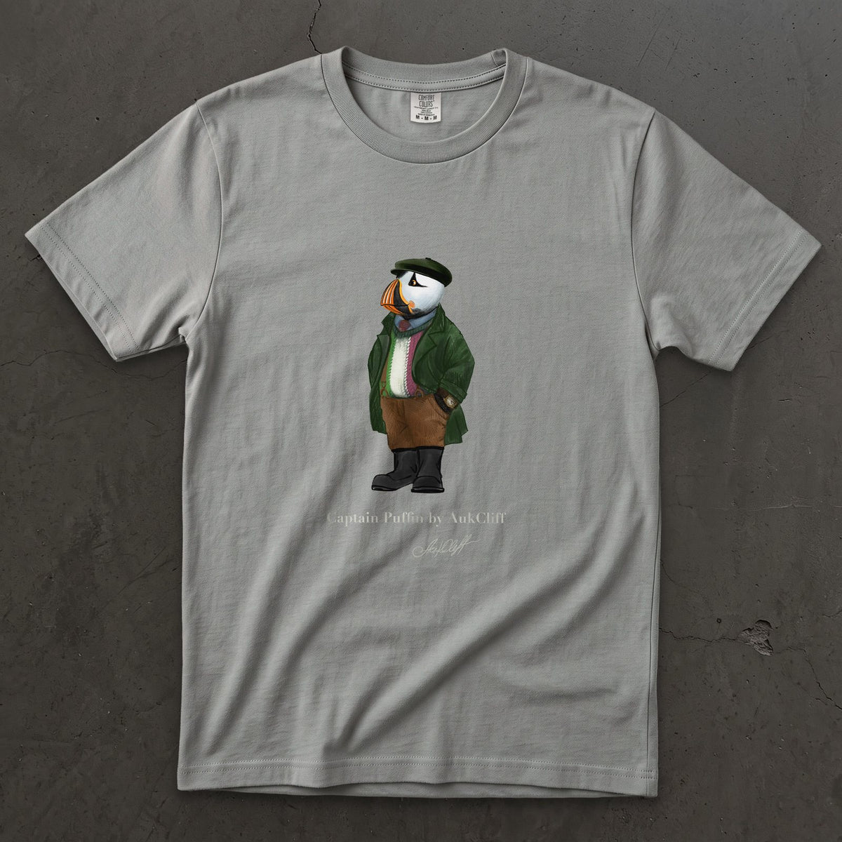 AukCliff® Captain Puffin T-shirt Grey / S Captain Puffin™ Republic of Newfoundland Comfort Colors T-Shirt