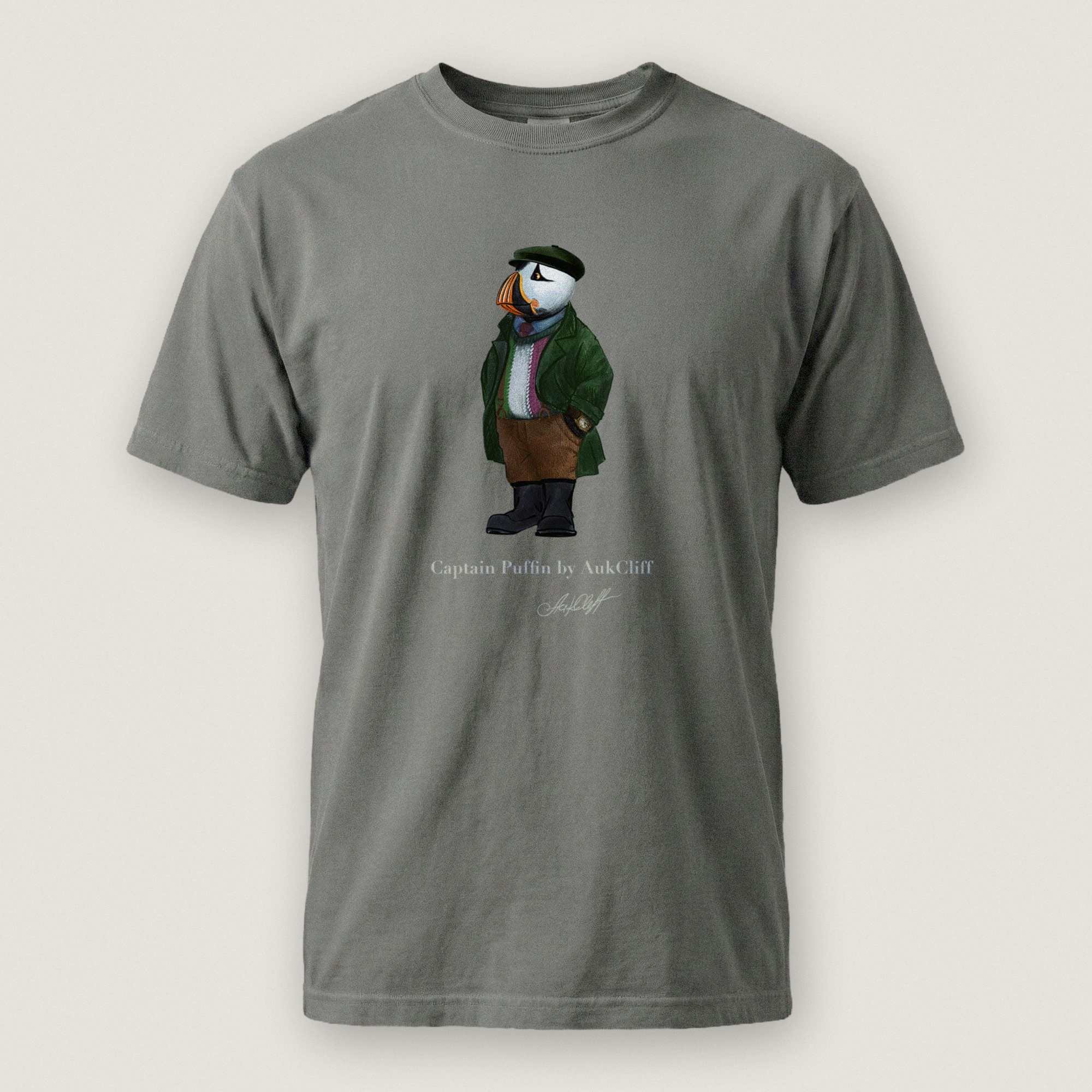 AukCliff® Captain Puffin T-shirt Grey / S Captain Puffin™ Republic of Newfoundland Comfort Colors T-Shirt