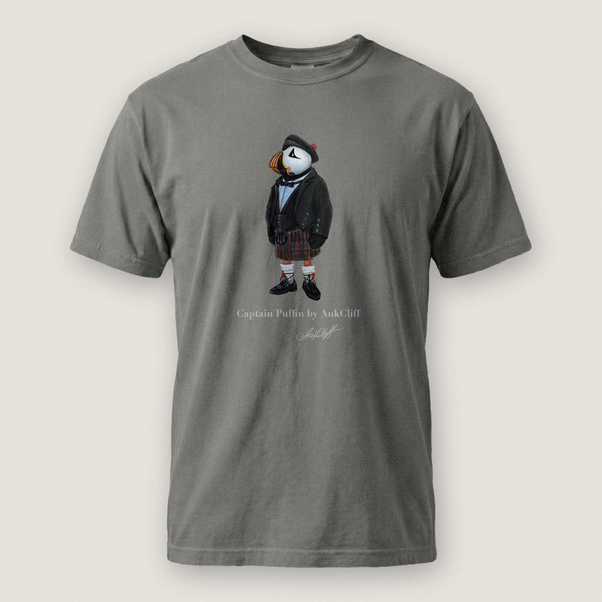 AukCliff® Captain Puffin T-shirt Grey / S Captain Puffin™ Scottish Heritage Comfort Colors T-Shirt