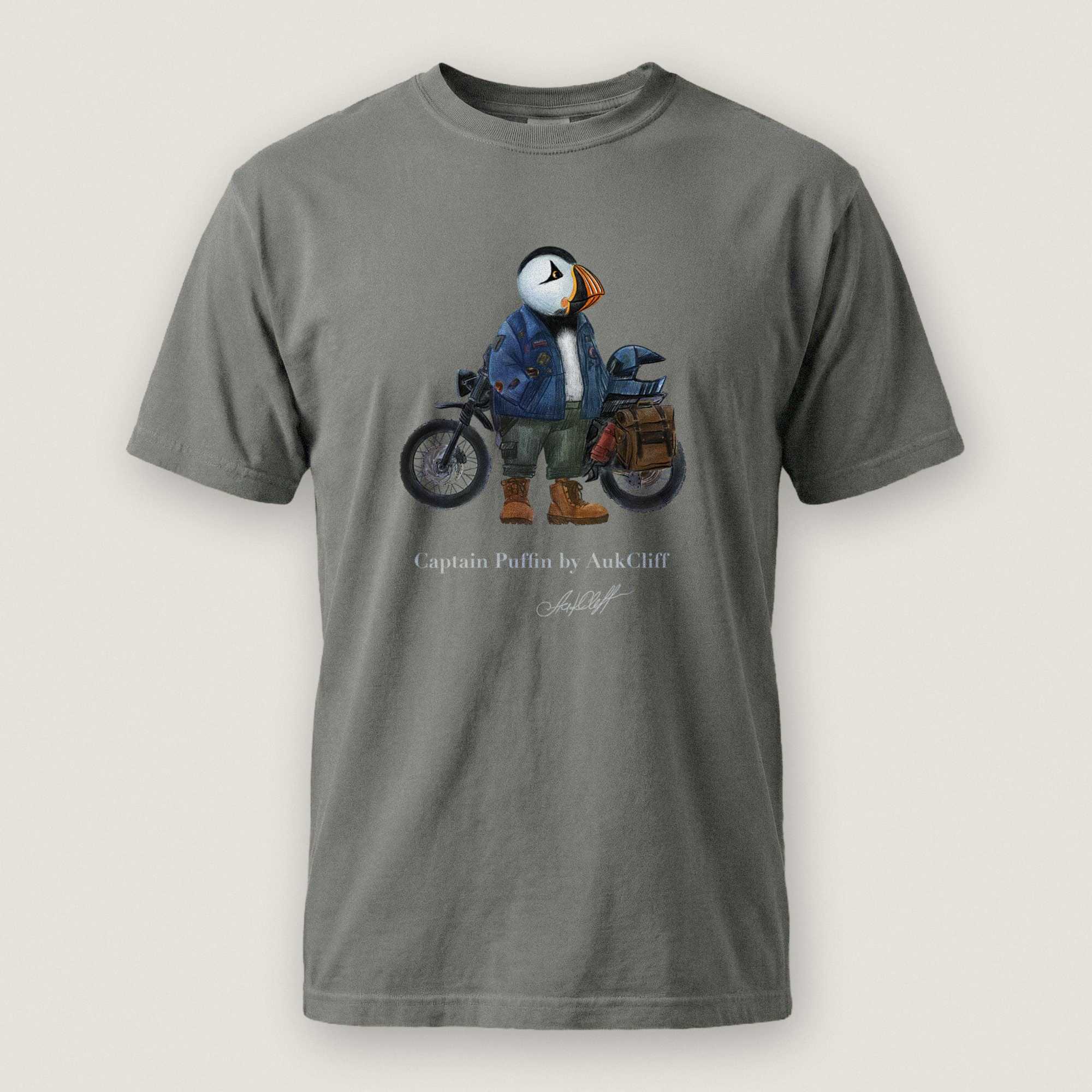 AukCliff Captain Puffin T-shirt Grey / S Captain Puffin™ “The Adventure Motorcyclist” Comfort Colors T-Shirt