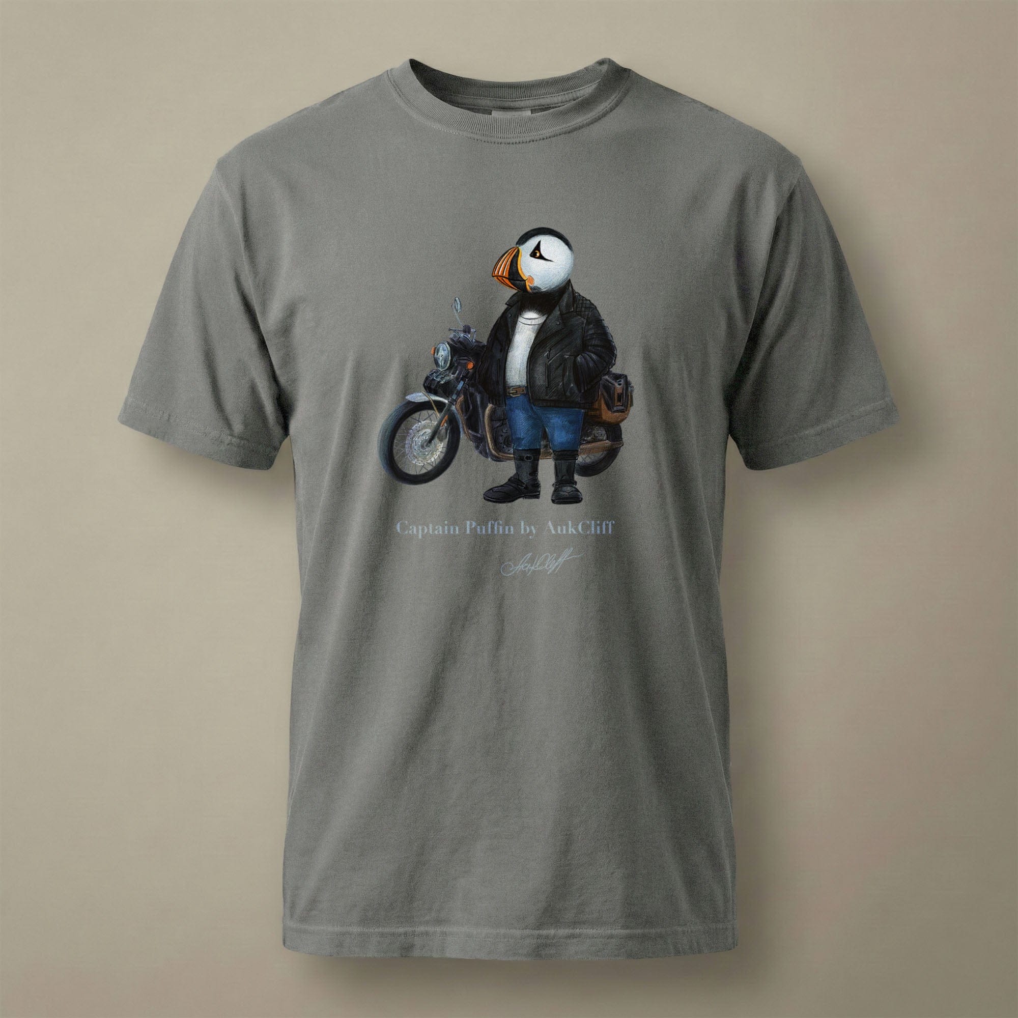 AukCliff Captain Puffin T-shirt Grey / S Captain Puffin™ “The Café Racer” Comfort Colors T-Shirt