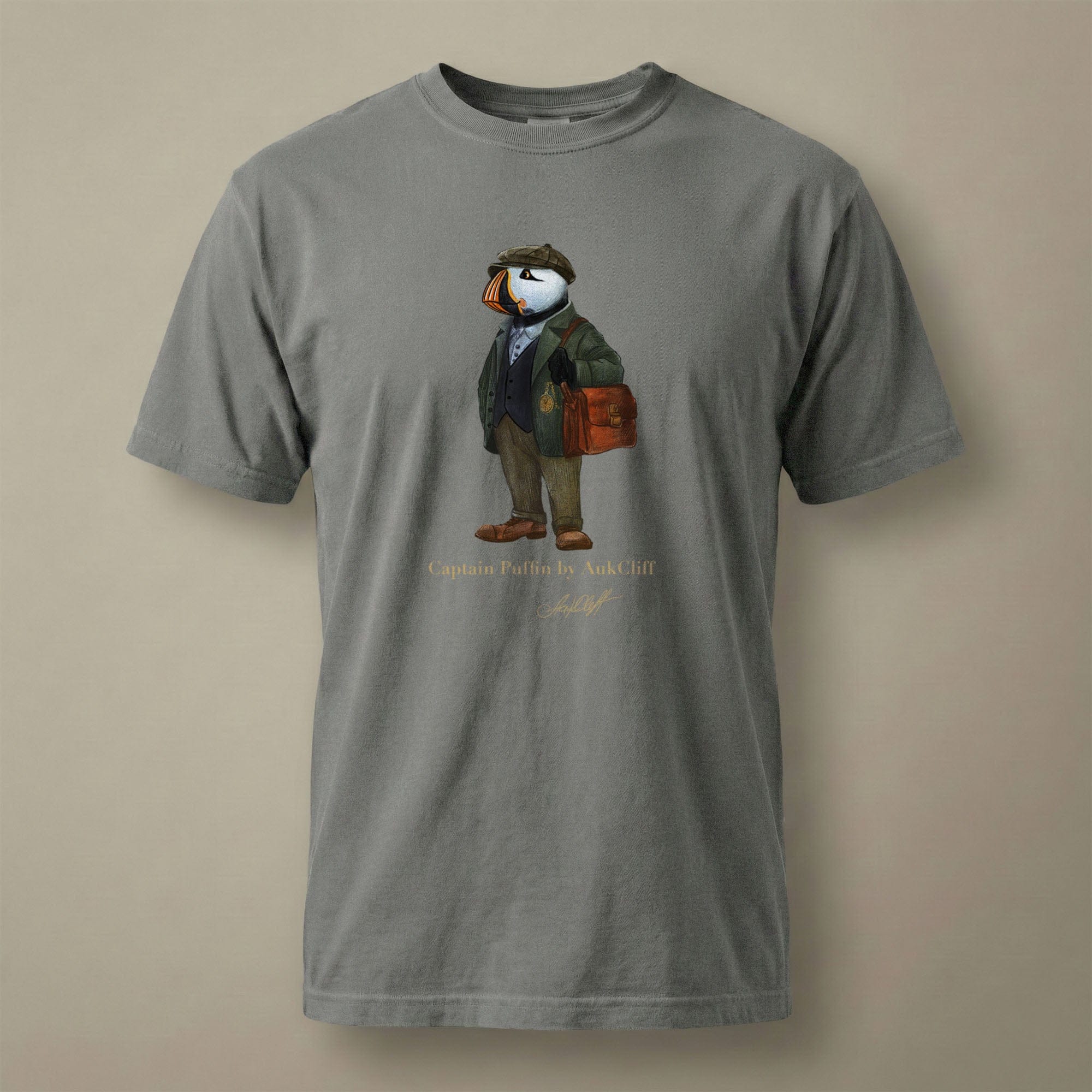 AukCliff Captain Puffin T-shirt Grey / S Captain Puffin™ “The Vintage Explorer” Comfort Colors T-Shirt