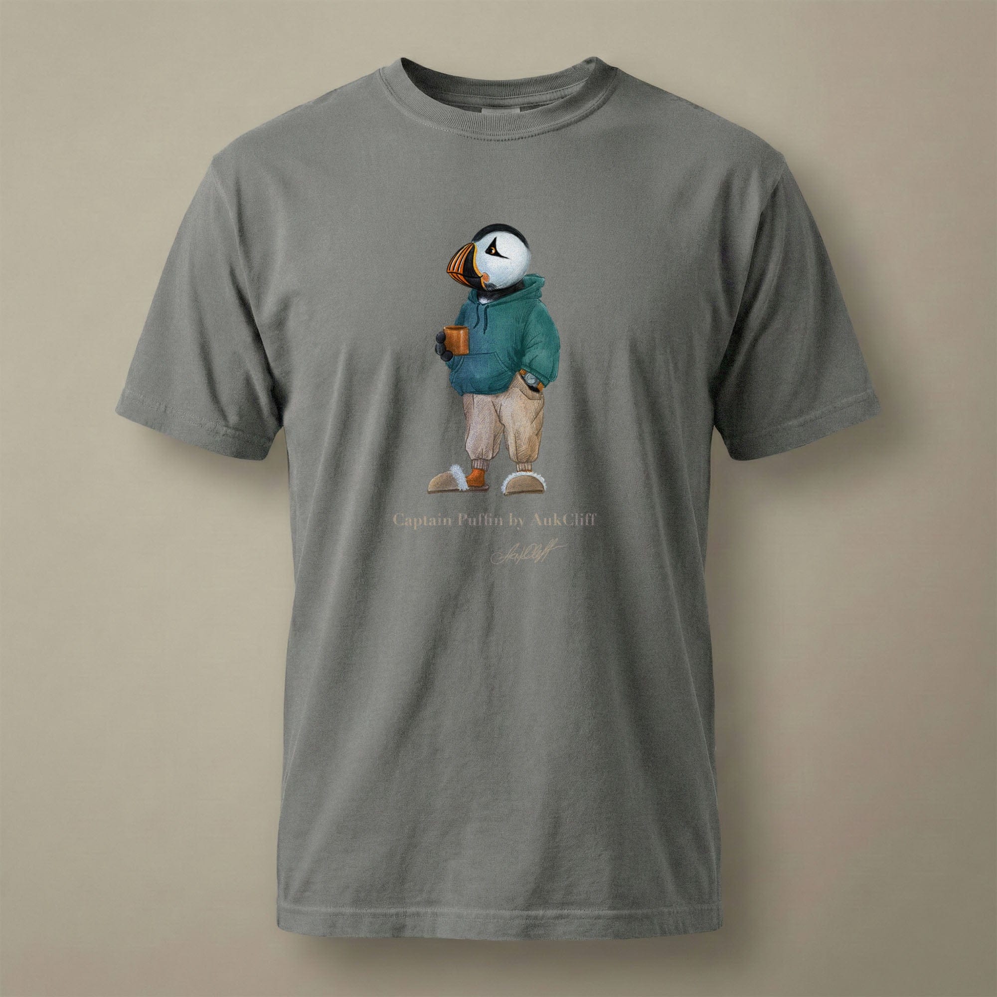 AukCliff® Captain Puffin T-shirt Grey / S Captain Puffin™ “Trail Après” Comfort Colors T-Shirt