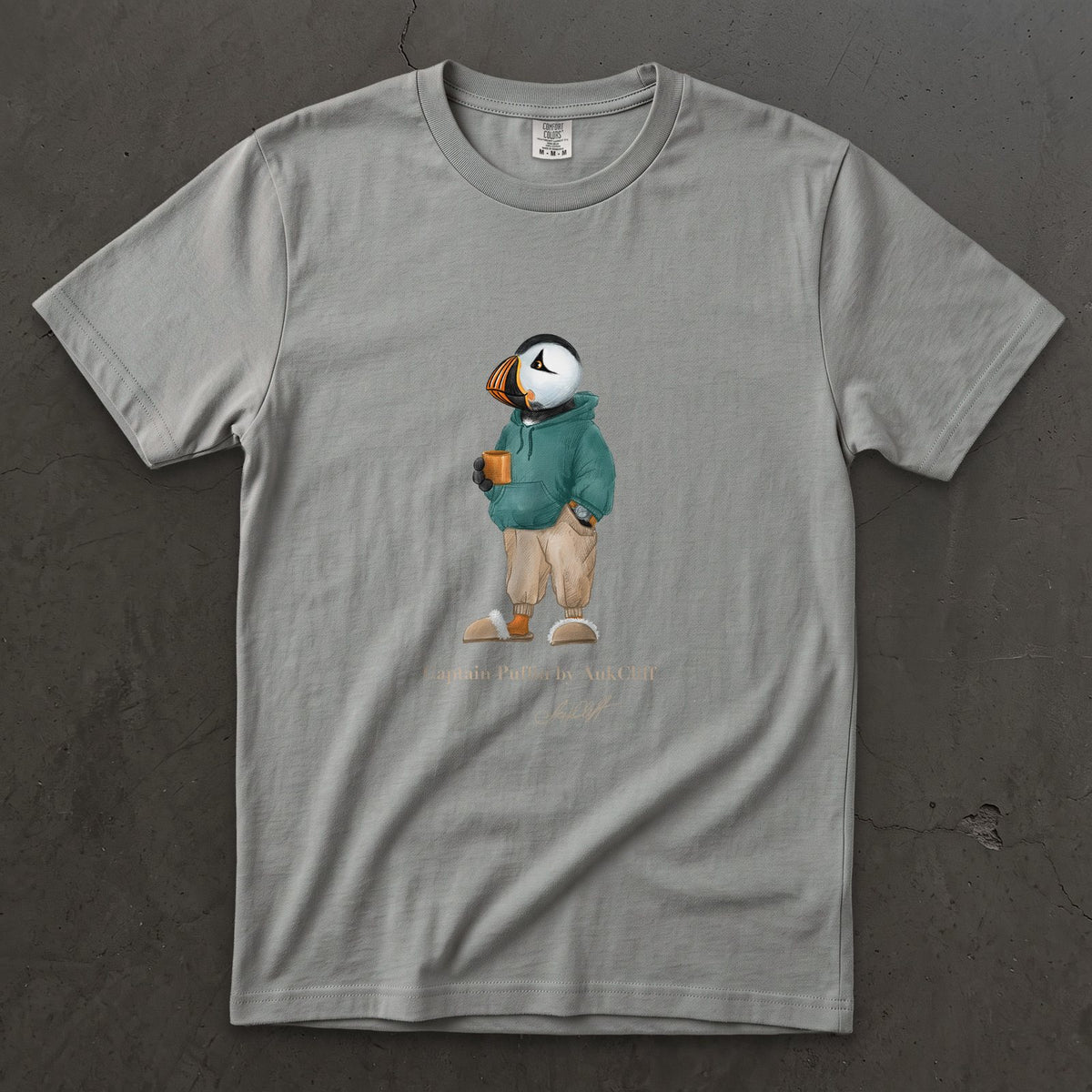 AukCliff® Captain Puffin T-shirt Grey / S Captain Puffin™ “Trail Après” Comfort Colors T-Shirt