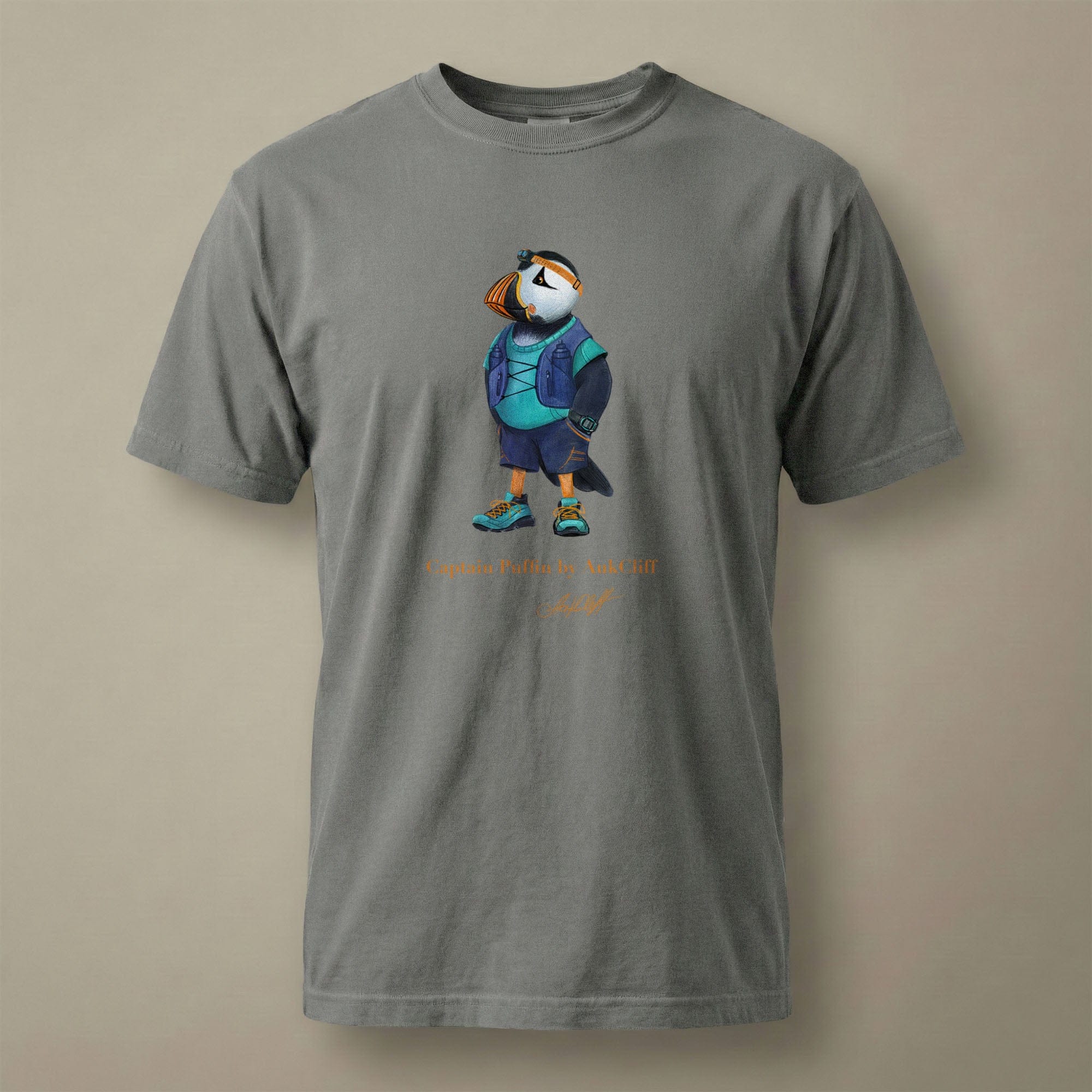 AukCliff Captain Puffin T-shirt Grey / S Captain Puffin™ Trail Runner Comfort Colors T-Shirt