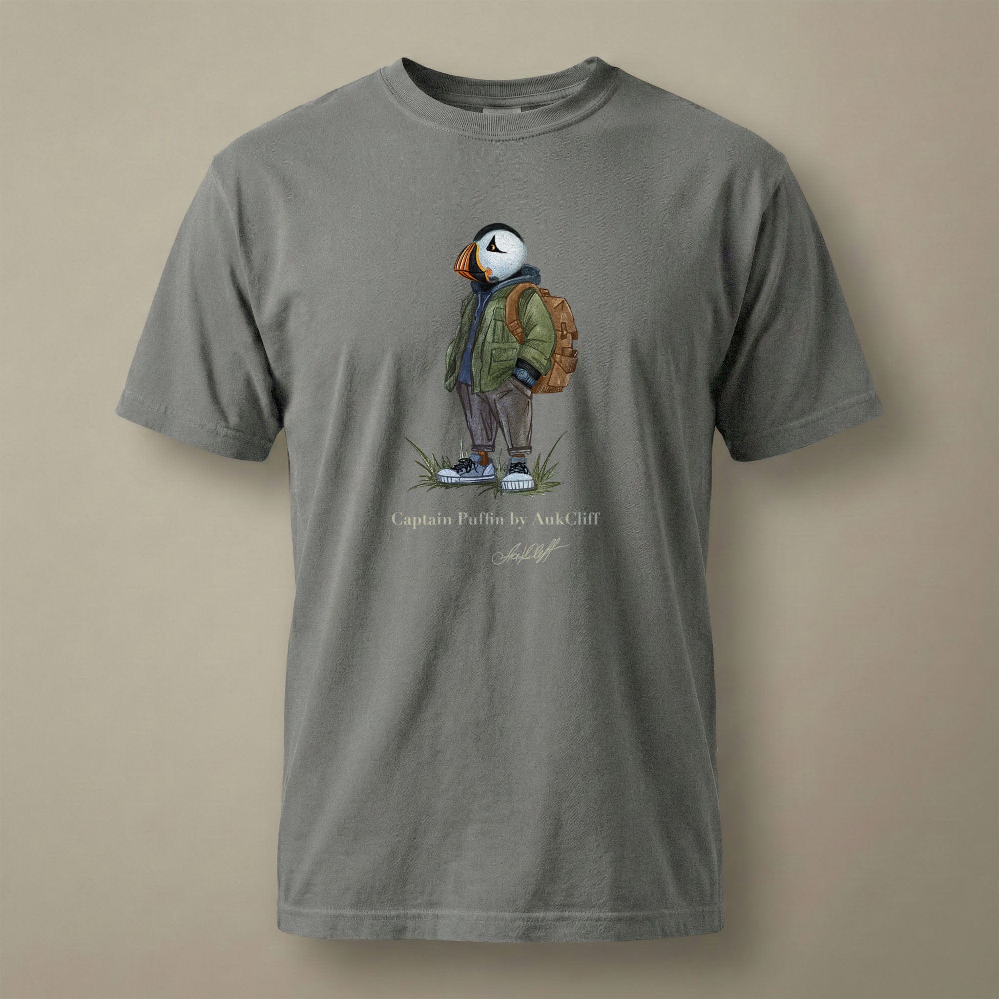 AukCliff® Captain Puffin T-shirt Grey / S Captain Puffin™ “Urban Hiker” Comfort Colors T-Shirt