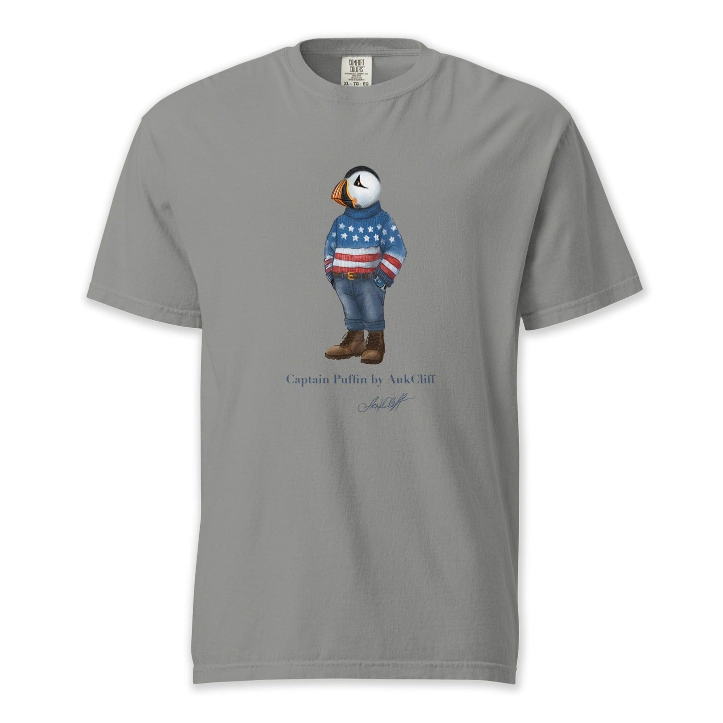 AukCliff Captain Puffin T-shirt Grey / S Captain Puffin™ “USA Outfitter” Comfort Colors T-Shirt