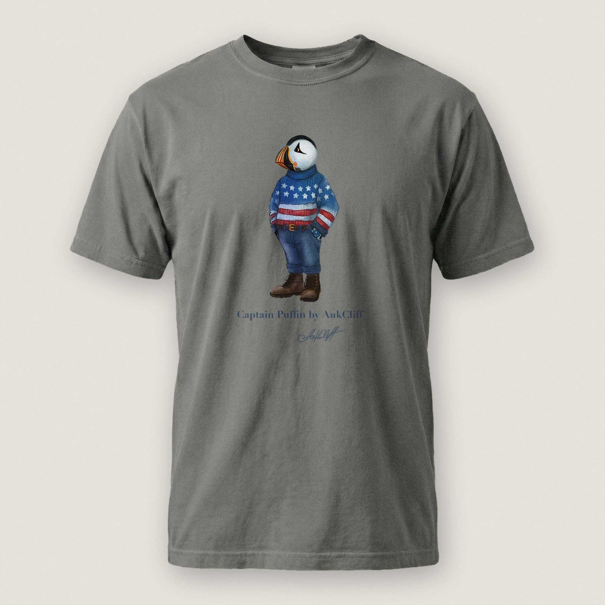 AukCliff Captain Puffin T-shirt Grey / S Captain Puffin™ “USA Outfitter” Comfort Colors T-Shirt