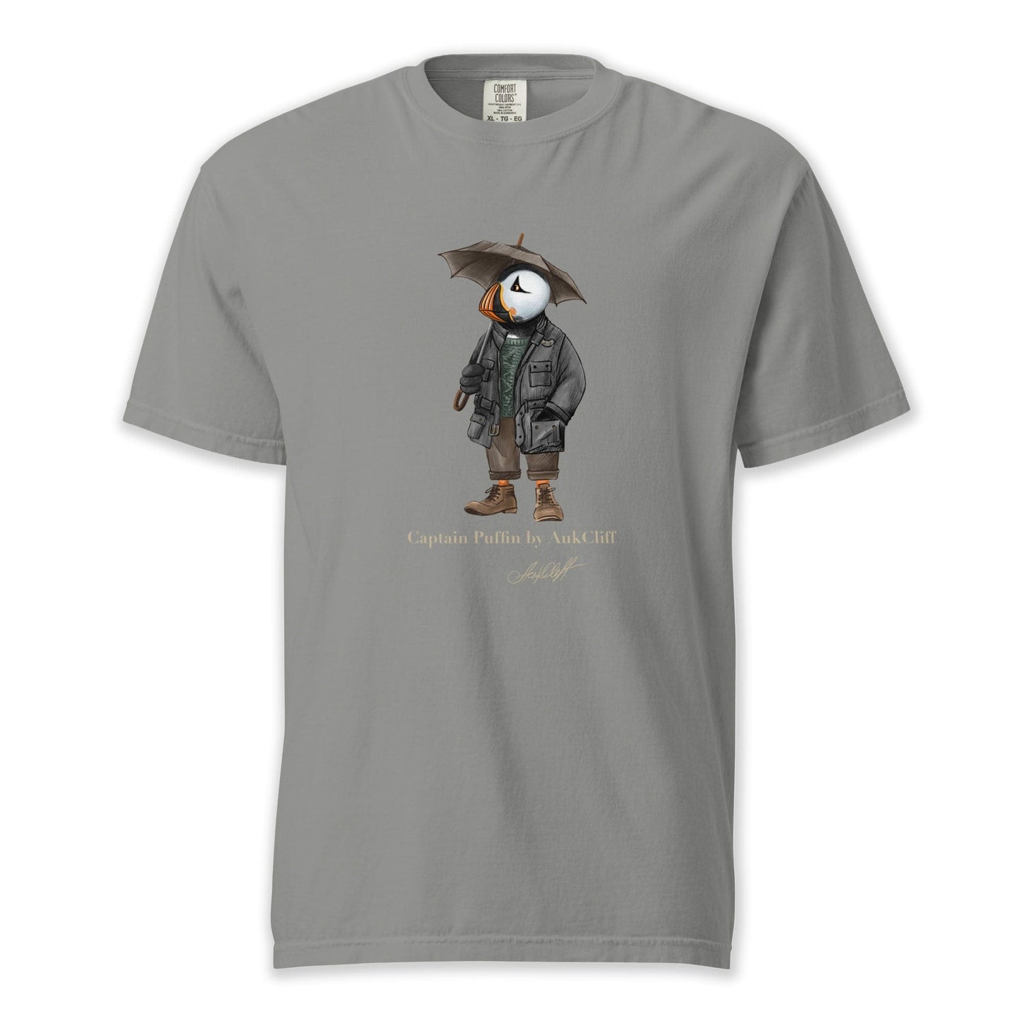 AukCliff® Captain Puffin T-shirt Grey / S Captain Puffin™ “Waxed Trail Rover” Comfort Colors T-Shirt