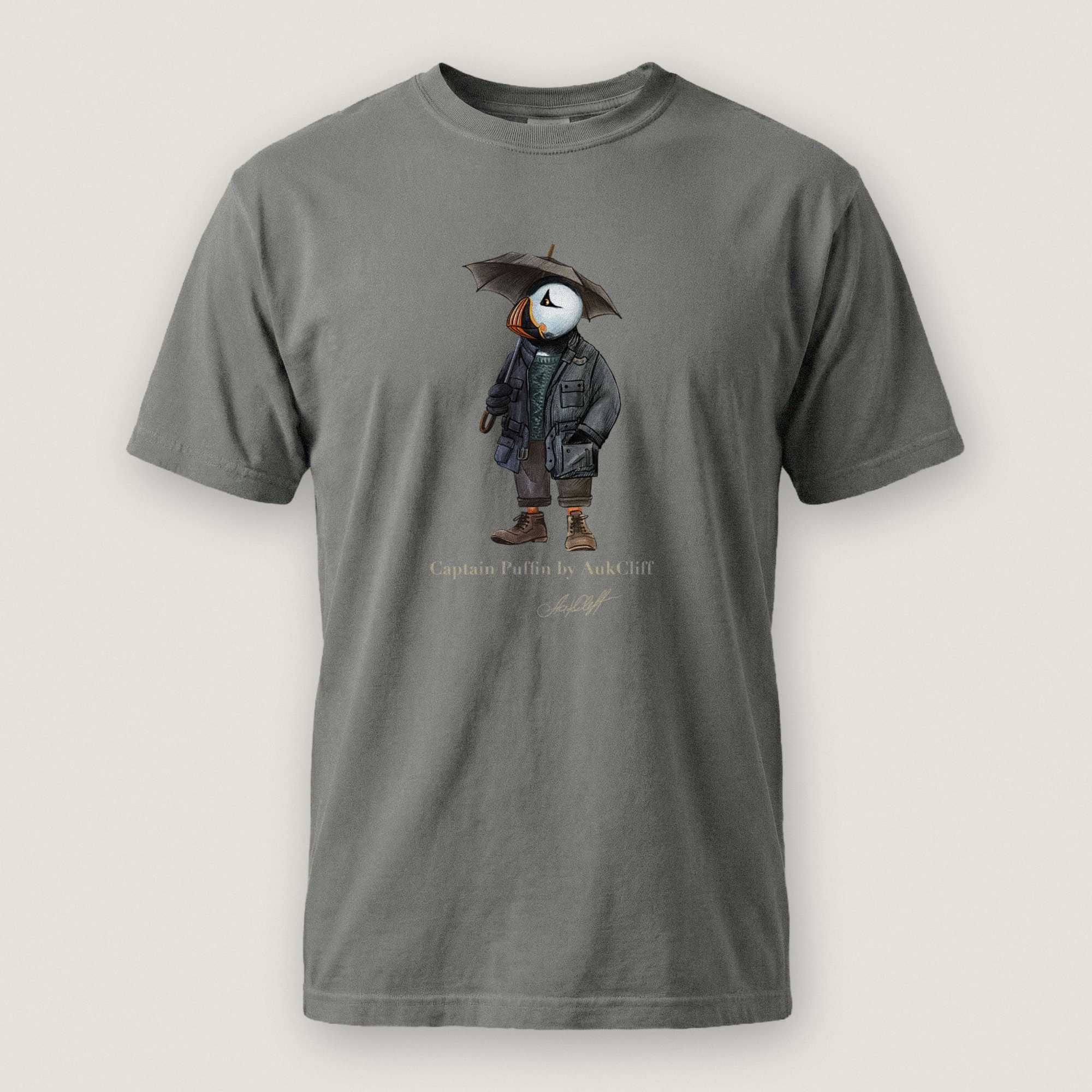 AukCliff® Captain Puffin T-shirt Grey / S Captain Puffin™ “Waxed Trail Rover” Comfort Colors T-Shirt