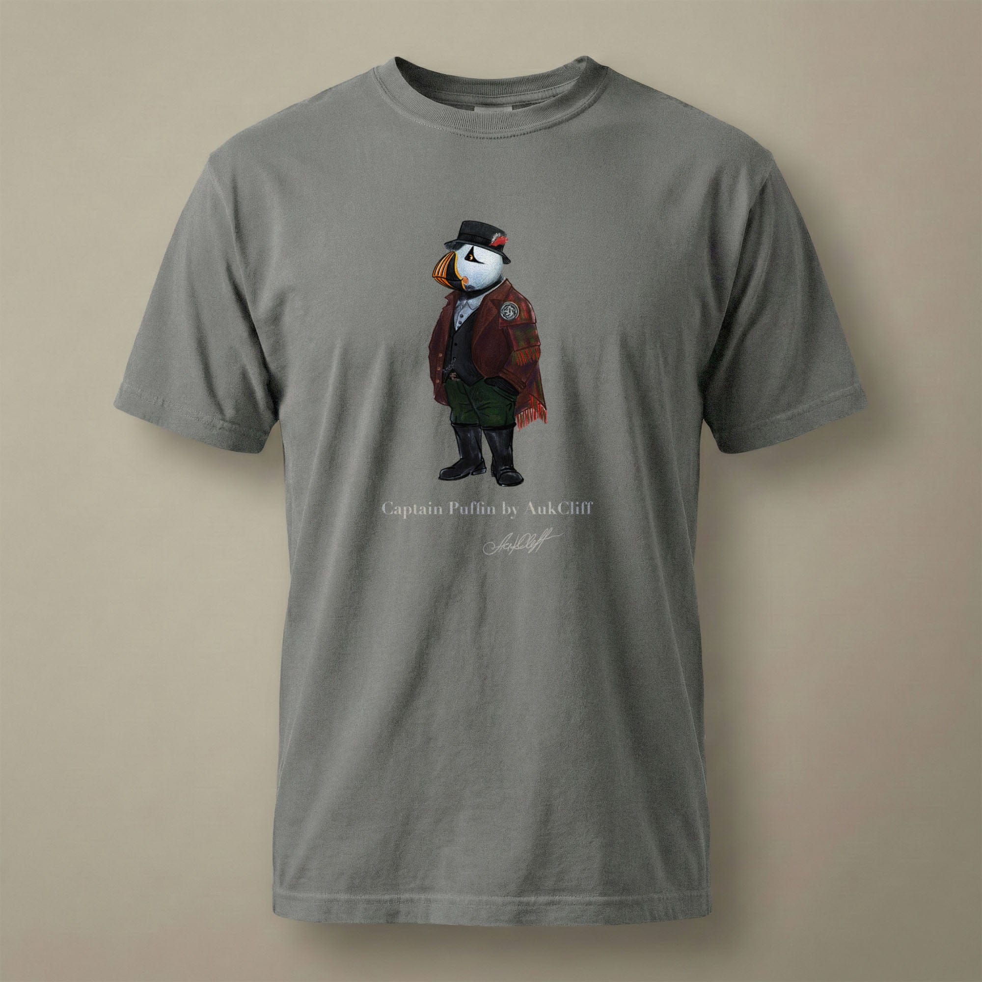 AukCliff® Captain Puffin T-shirt Grey / S Captain Puffin™ Welsh Heritage Comfort Colors T-Shirt