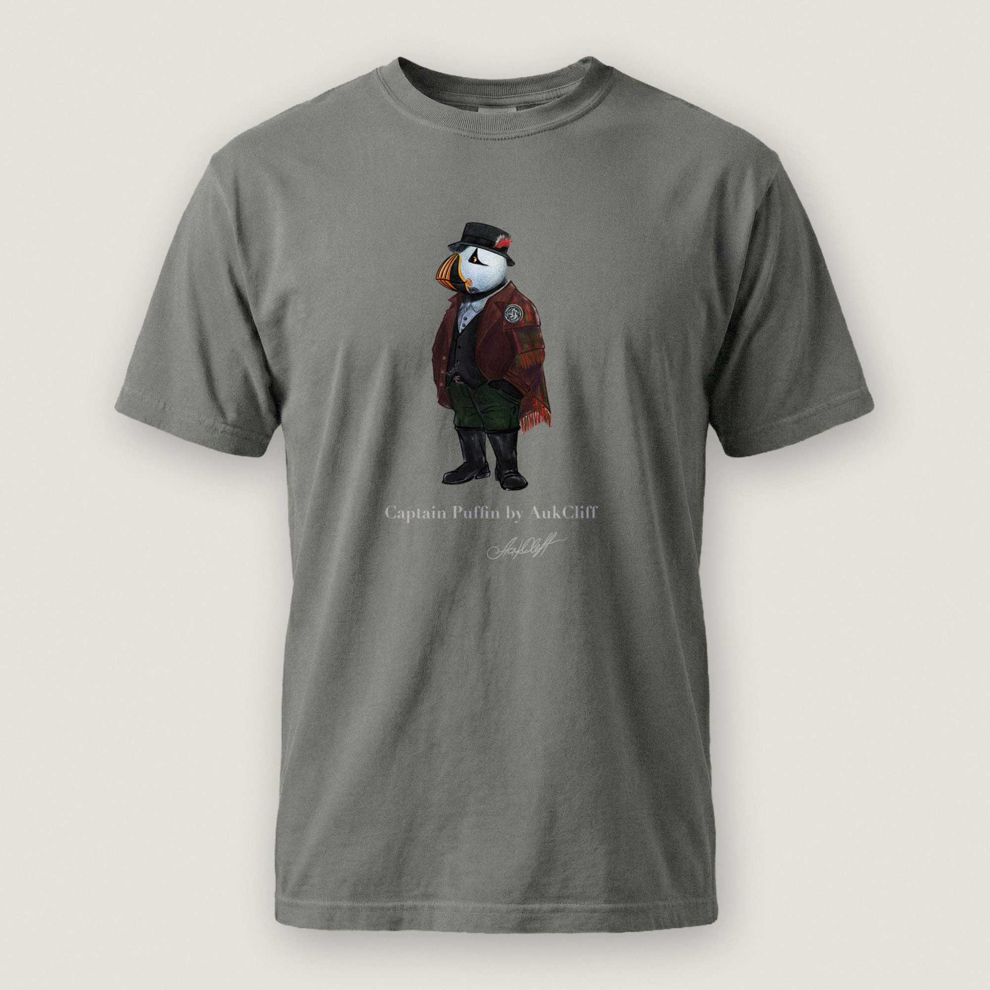 AukCliff® Captain Puffin T-shirt Grey / S Captain Puffin™ Welsh Heritage Comfort Colors T-Shirt