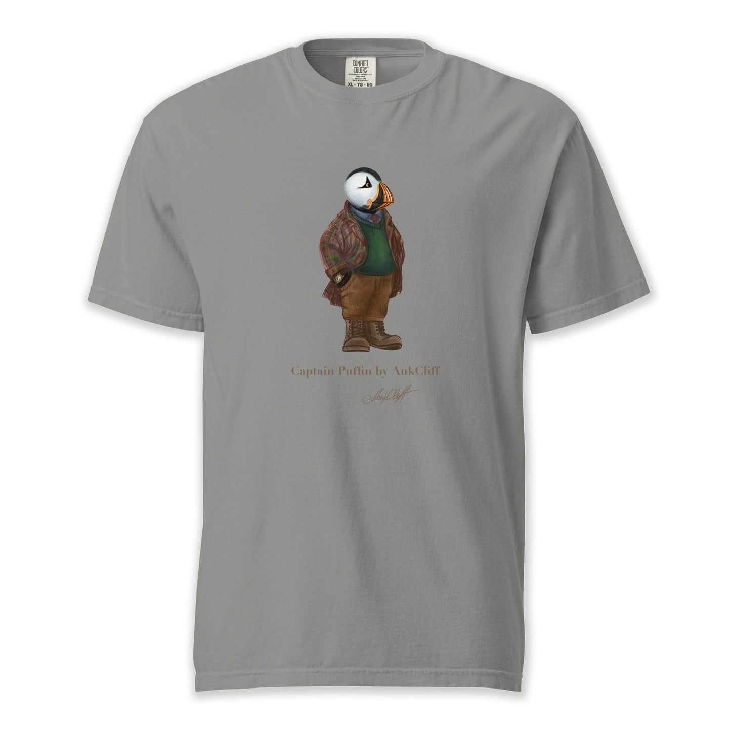 AukCliff® Captain Puffin T-shirt Grey / S Captain Puffin™ “Wilderness Gentleman” Comfort Colors T-Shirt