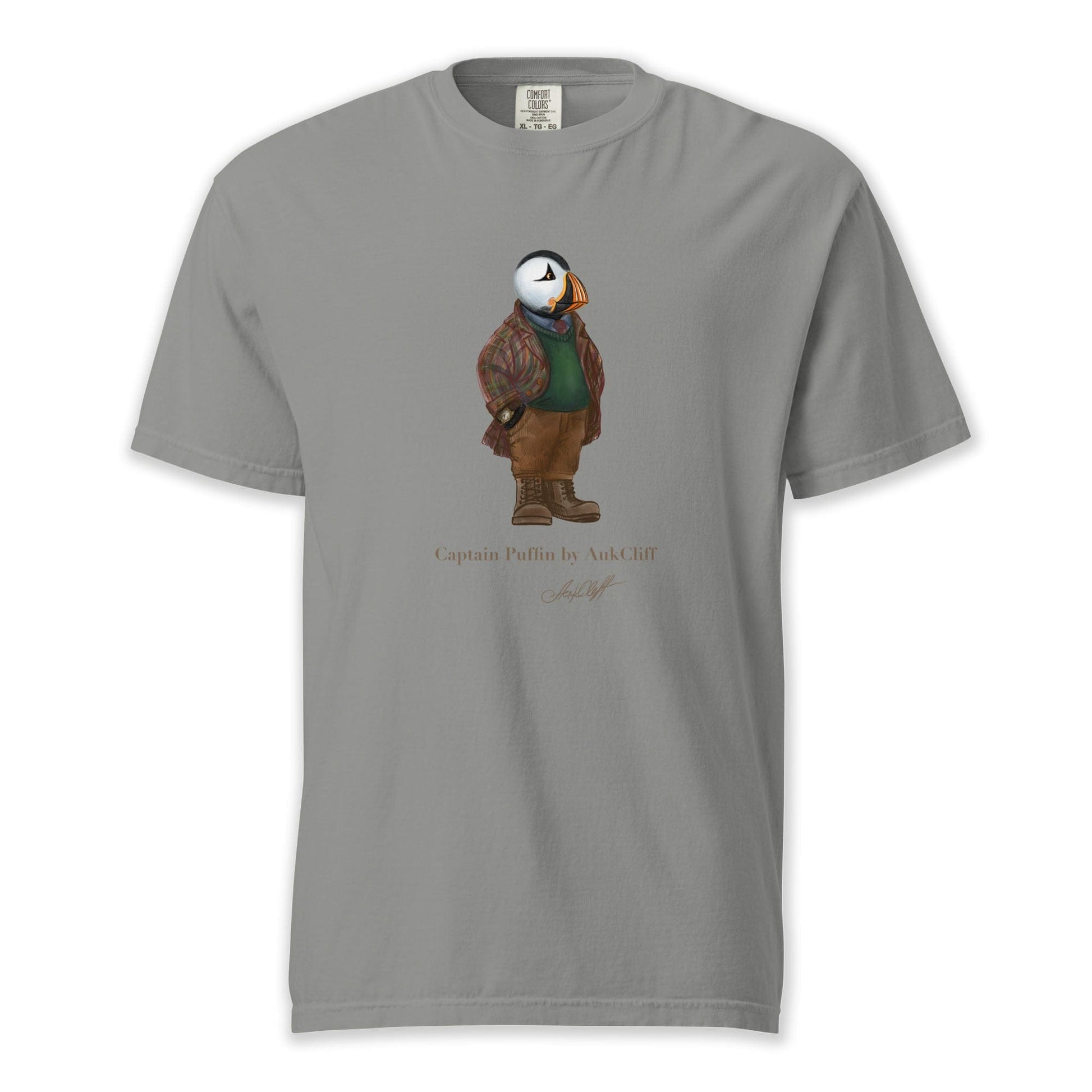 AukCliff® Captain Puffin T-shirt Grey / S Captain Puffin™ “Wilderness Gentleman” Comfort Colors T-Shirt