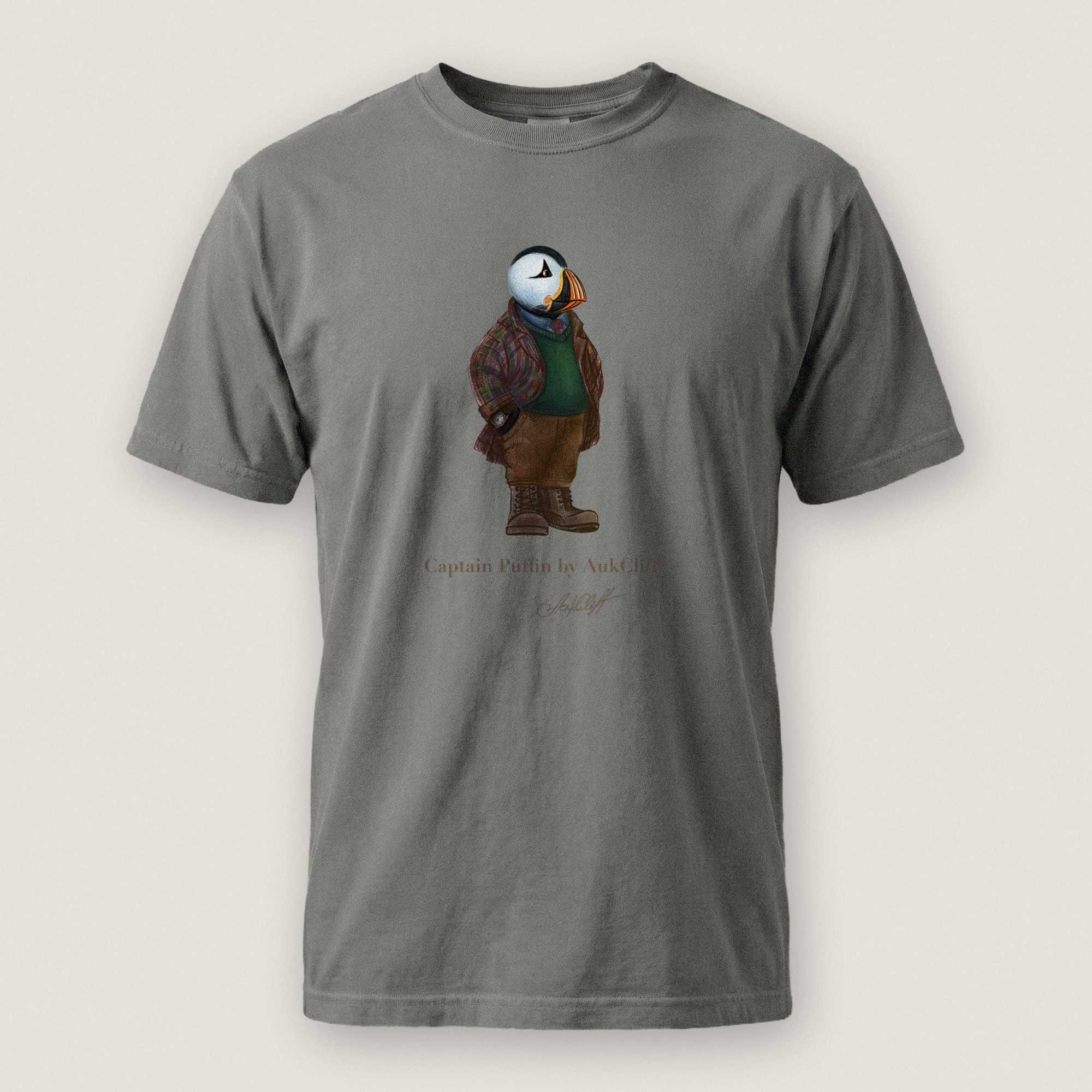 AukCliff® Captain Puffin T-shirt Grey / S Captain Puffin™ “Wilderness Gentleman” Comfort Colors T-Shirt