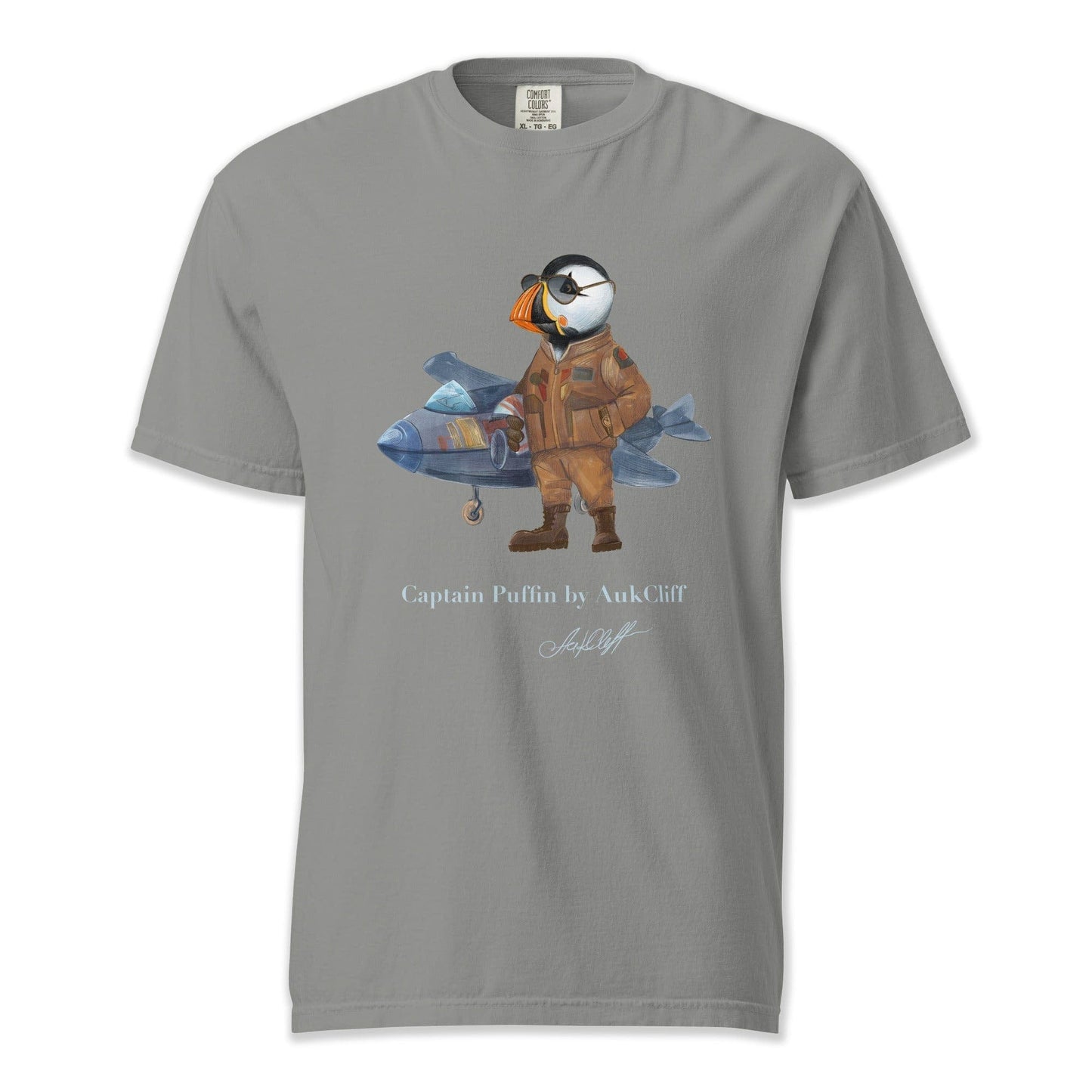 AukCliff Captain Puffin T-shirt Grey / S Comfort Colors™ Captain Puffin Jet Pilot T-Shirt