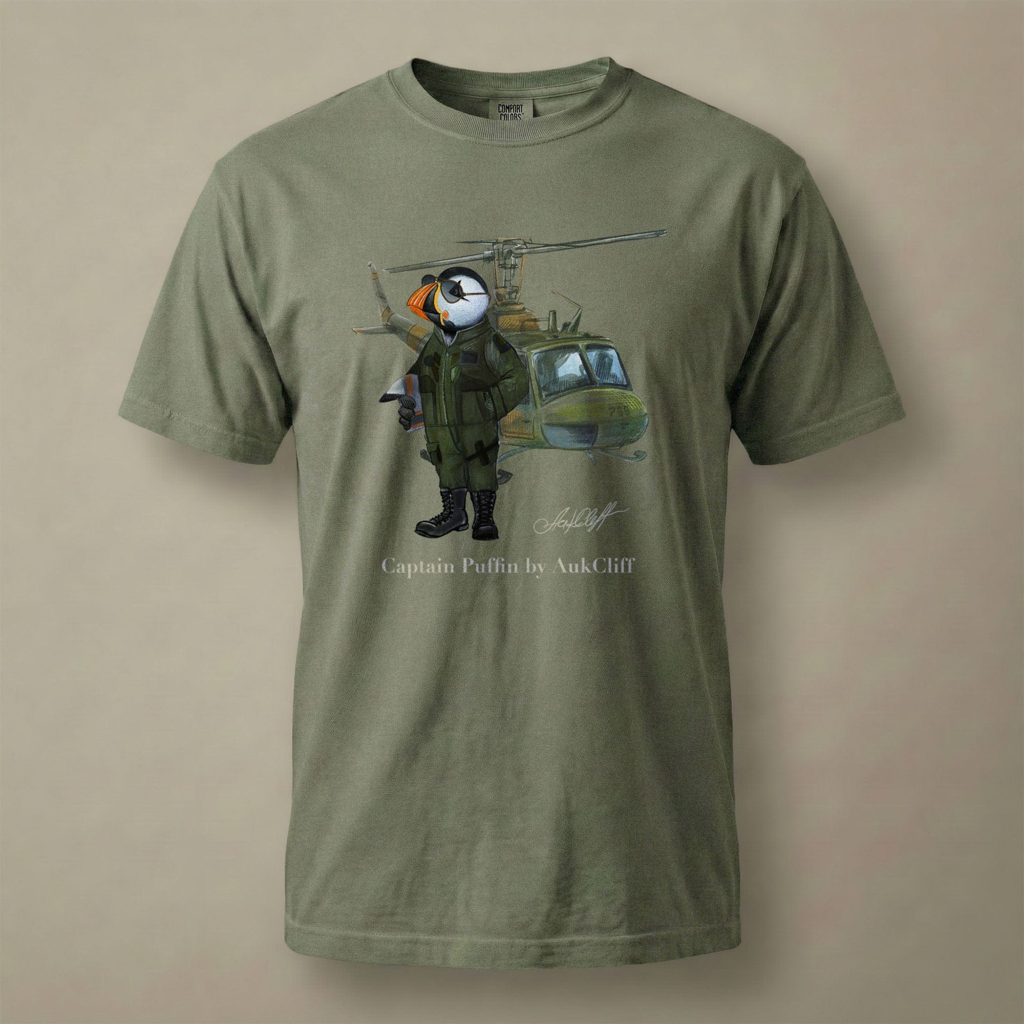 AukCliff® Captain Puffin T-shirt Moss / S Captain Puffin™ Airborne Comfort Colors T-Shirt