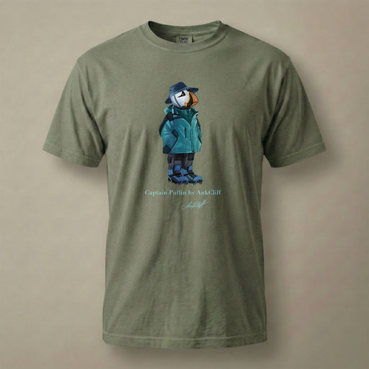 AukCliff® Captain Puffin T-shirt Moss / S Captain Puffin “Alpine Wayfarer” Comfort Colors T-Shirt