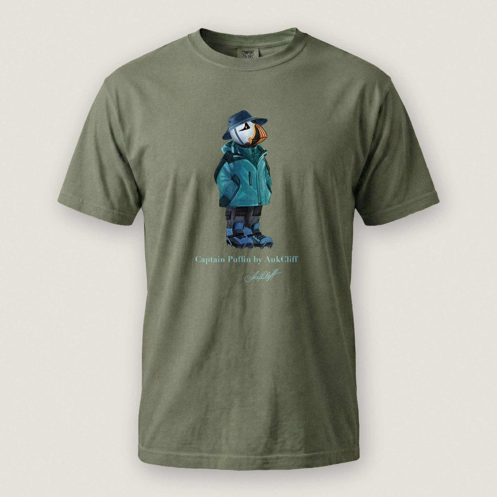 AukCliff® Captain Puffin T-shirt Moss / S Captain Puffin “Alpine Wayfarer” Comfort Colors T-Shirt