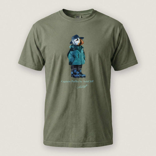 AukCliff® Captain Puffin T-shirt Moss / S Captain Puffin “Alpine Wayfarer” Comfort Colors T-Shirt