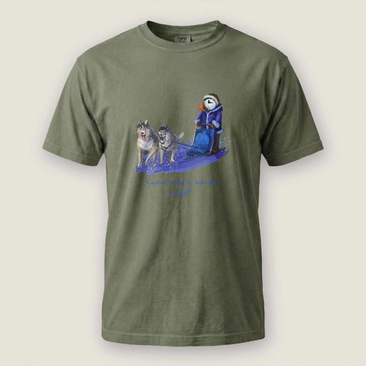AukCliff Captain Puffin T-shirt Moss / S Captain Puffin™ Arctic Dog Sledder T-Shirt