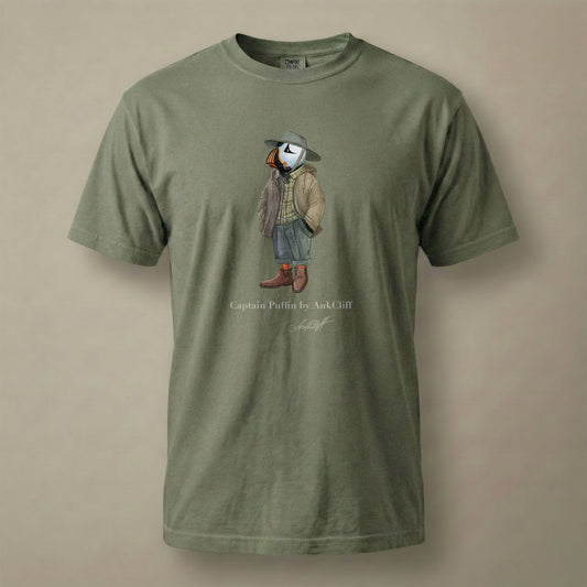 AukCliff® Captain Puffin T-shirt Moss / S Captain Puffin “Australian Bush Walker” Comfort Colors T-Shirt