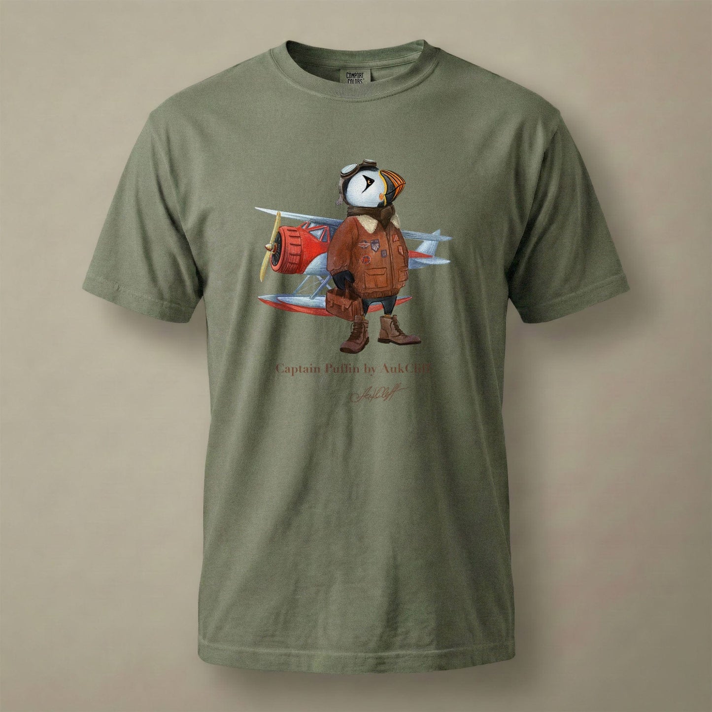 AukCliff Captain Puffin T-shirt Moss / S Captain Puffin™ Bush Pilot Comfort Colors T-Shirt