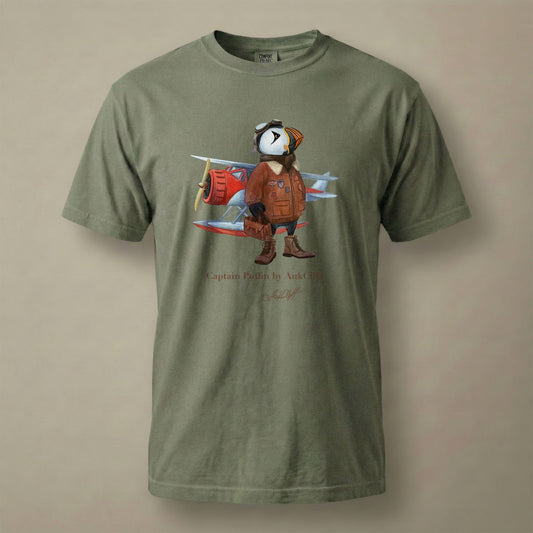 AukCliff Captain Puffin T-shirt Moss / S Captain Puffin™ Bush Pilot Comfort Colors T-Shirt