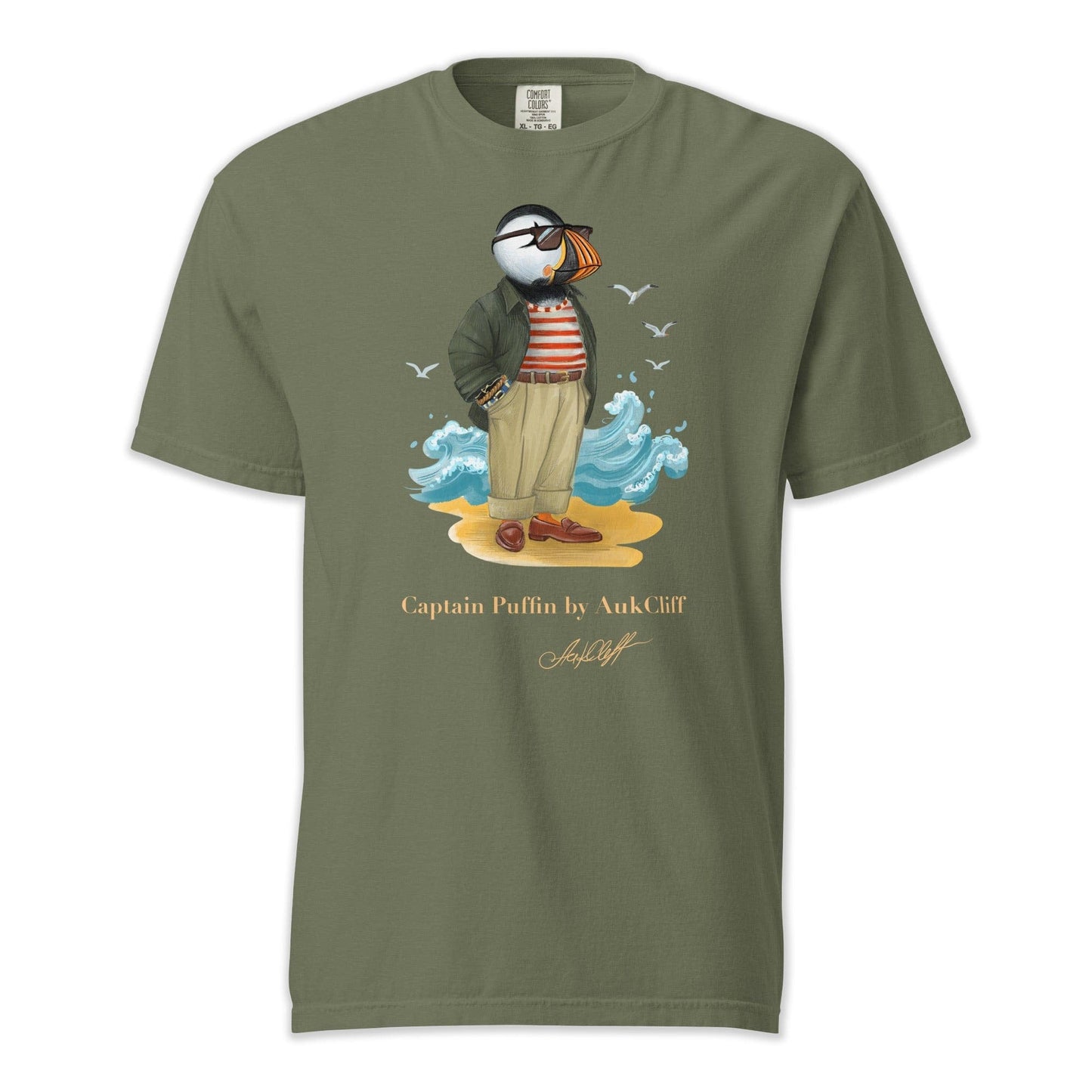 AukCliff Captain Puffin T-shirt Moss / S Captain Puffin™ Coastal Wanderer Comfort Colors T-Shirt