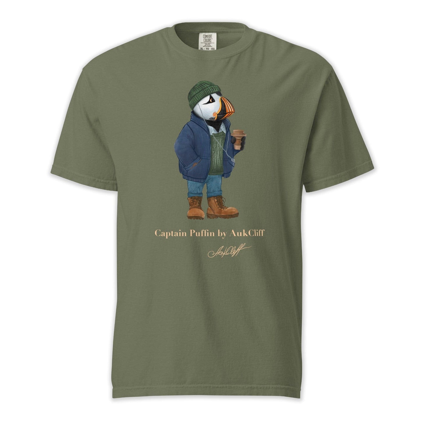 AukCliff Captain Puffin T-shirt Moss / S Captain Puffin™ Coffeehouse Comfort Colors T-Shirt