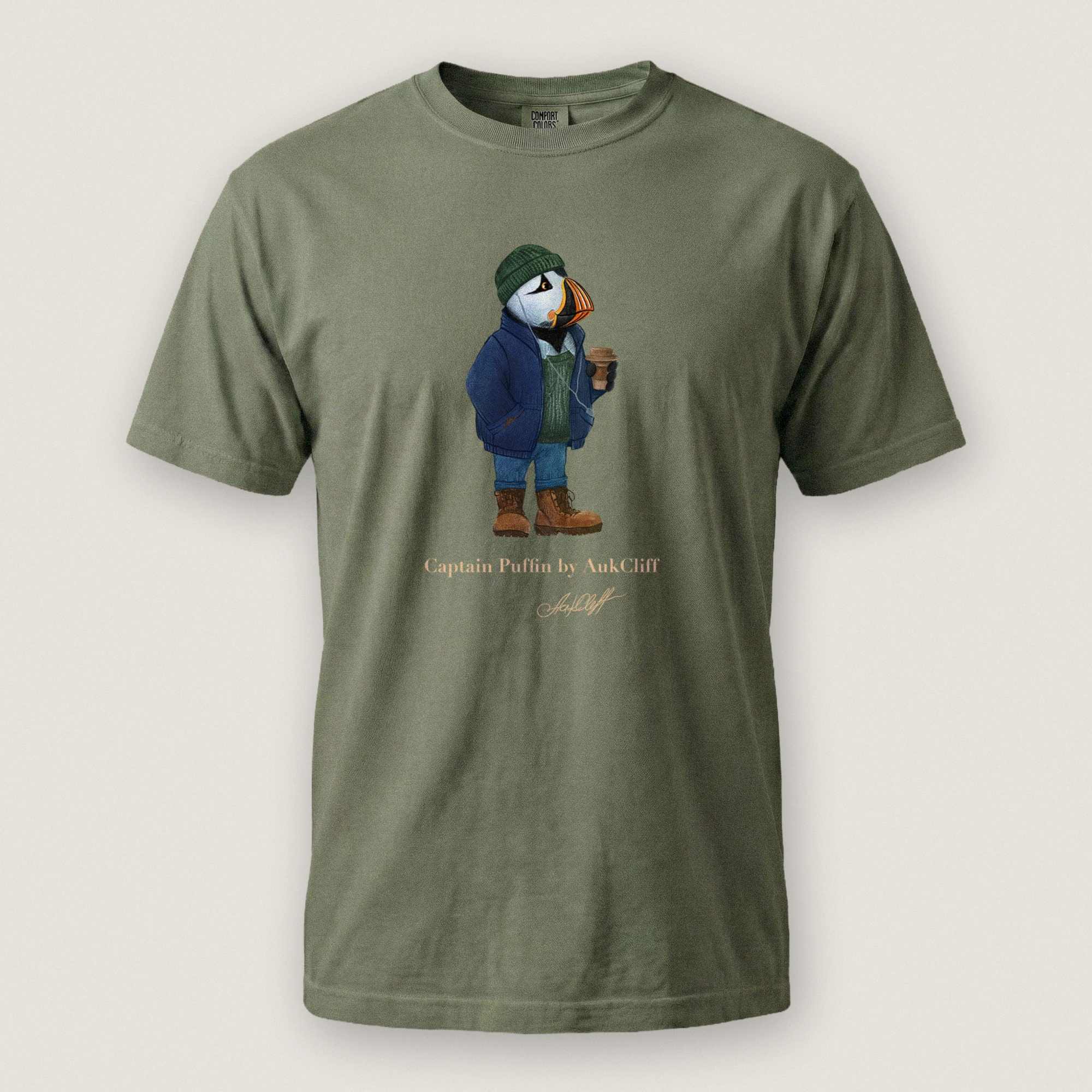 AukCliff Captain Puffin T-shirt Moss / S Captain Puffin™ Coffeehouse Comfort Colors T-Shirt