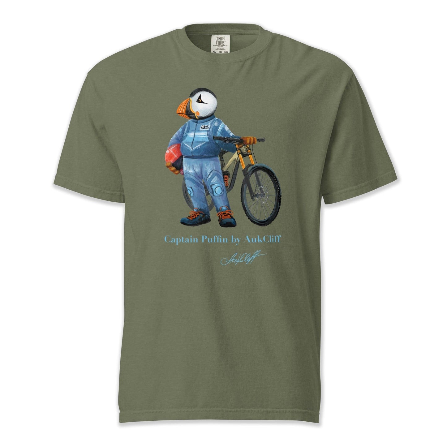 AukCliff Captain Puffin T-shirt Moss / S Captain Puffin™ Downhill Mountain Biker Comfort Colors T-Shirt