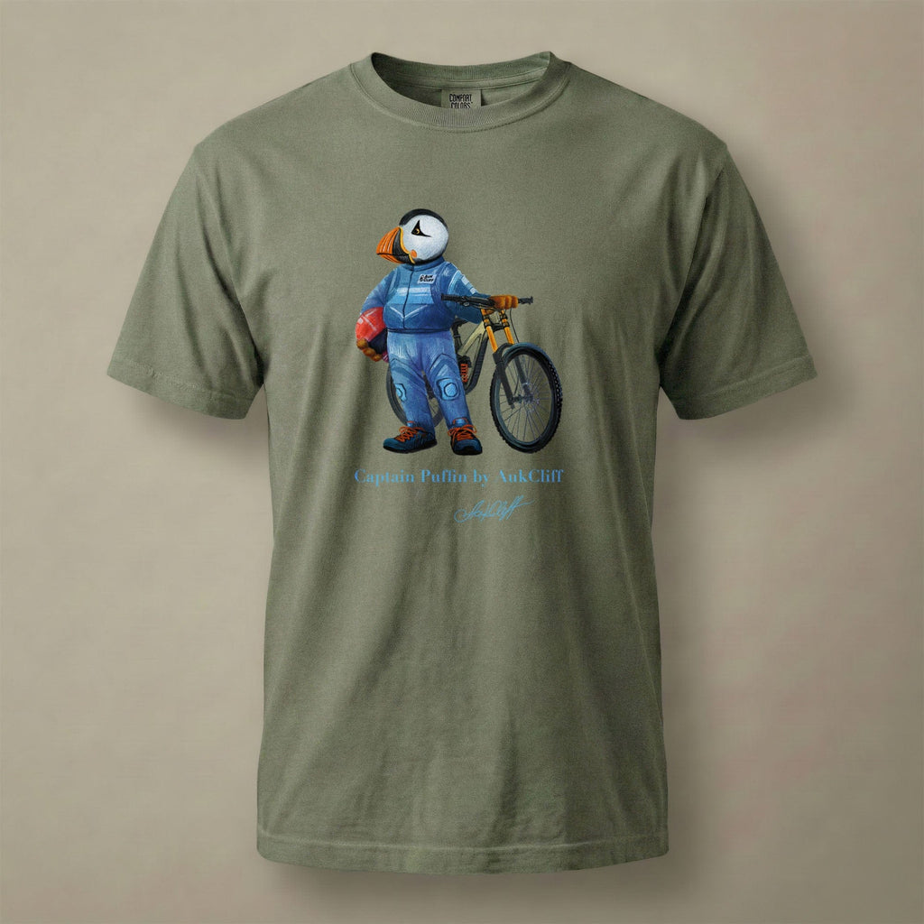 AukCliff Captain Puffin T-shirt Moss / S Captain Puffin™ Downhill Mountain Biker Comfort Colors T-Shirt