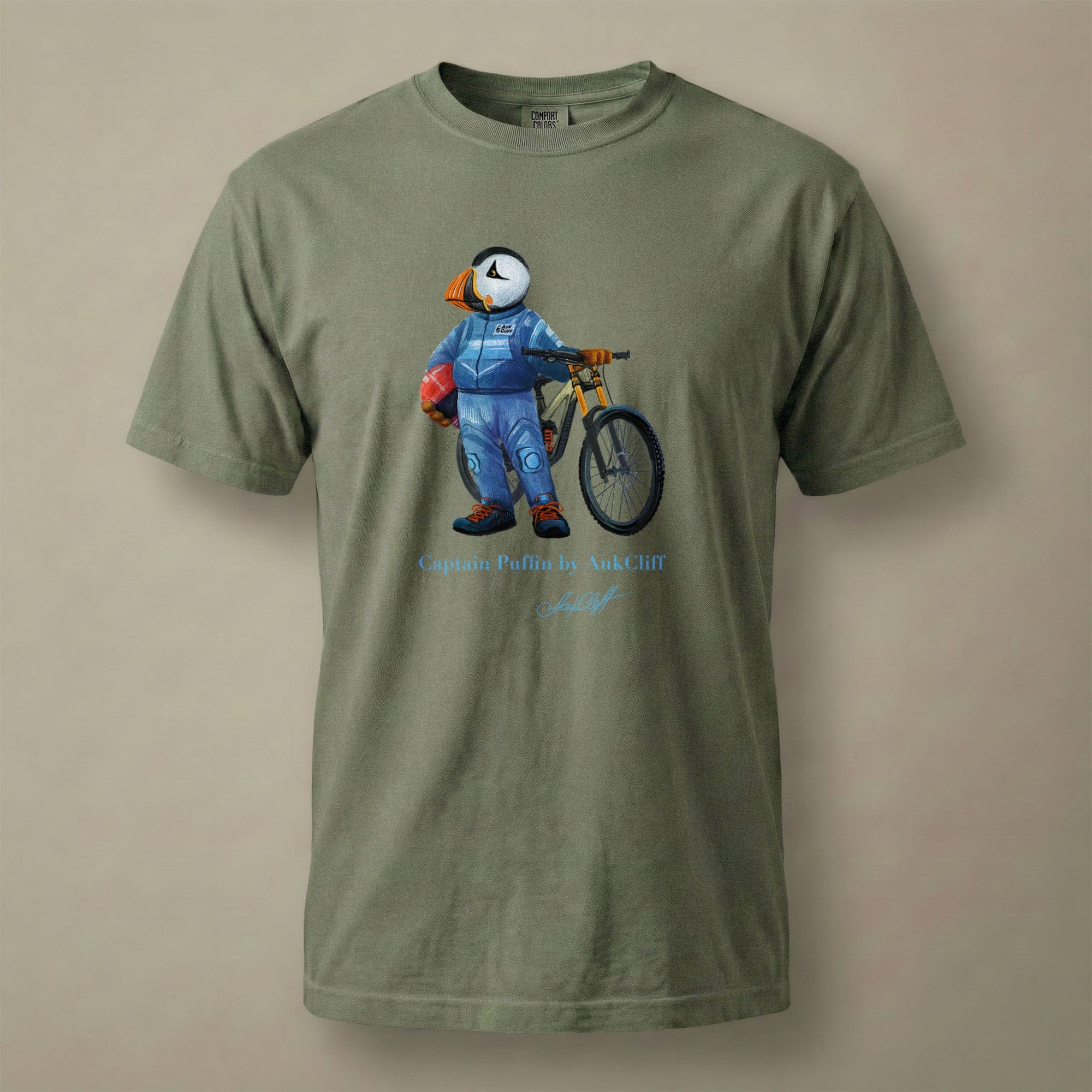 AukCliff Captain Puffin T-shirt Moss / S Captain Puffin™ Downhill Mountain Biker Comfort Colors T-Shirt