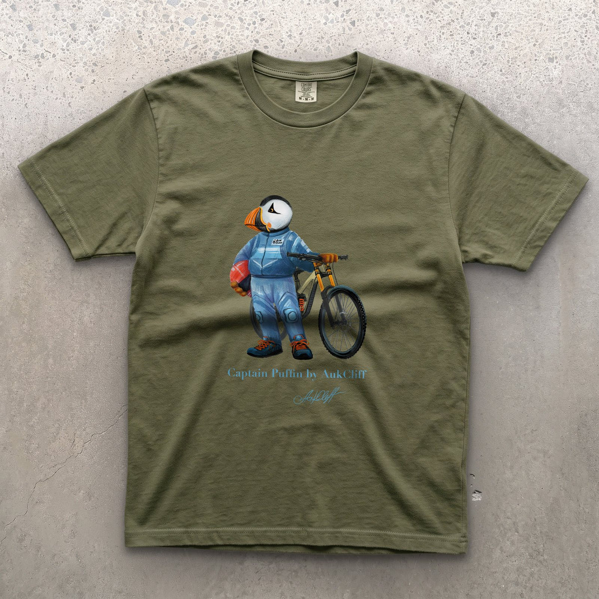 AukCliff Captain Puffin T-shirt Moss / S Captain Puffin™ Downhill Mountain Biker Comfort Colors T-Shirt