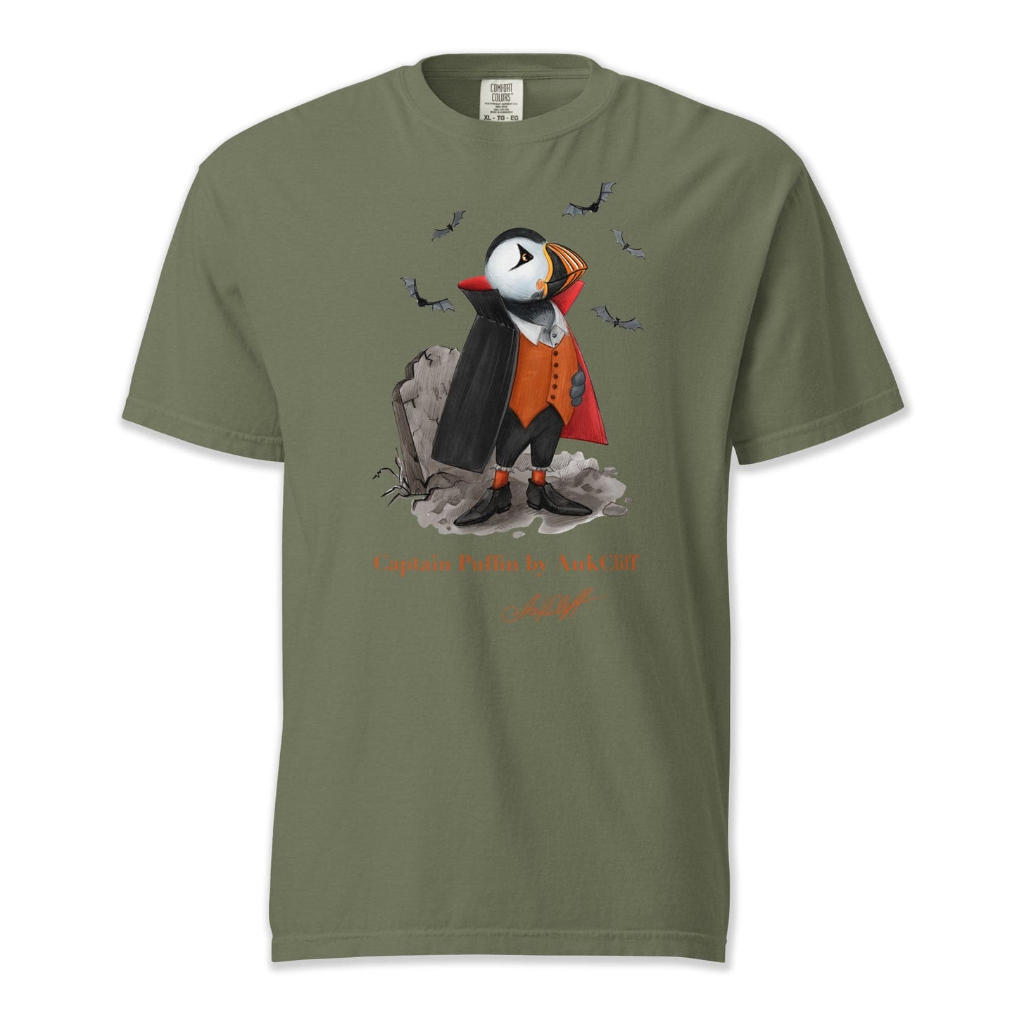AukCliff Captain Puffin T-shirt Moss / S Captain Puffin™ Dracula Comfort Colors T-Shirt
