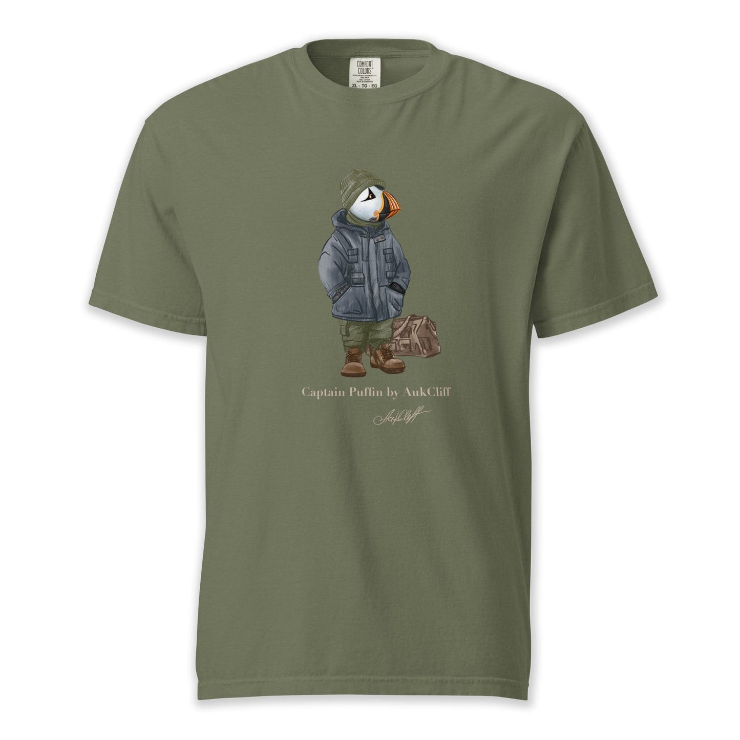 AukCliff® Captain Puffin T-shirt Moss / S Captain Puffin™ “Expedition Scout” Comfort Colors T-Shirt