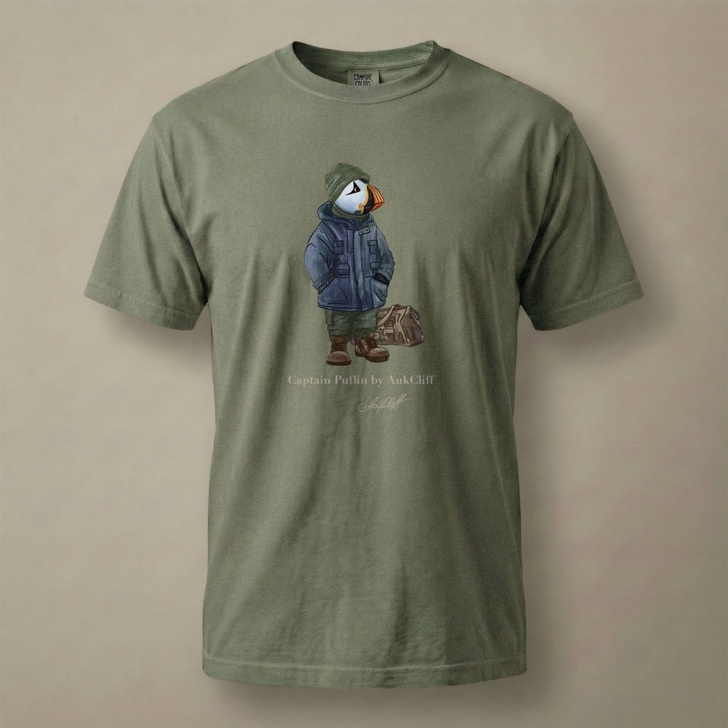 AukCliff® Captain Puffin T-shirt Moss / S Captain Puffin™ “Expedition Scout” Comfort Colors T-Shirt