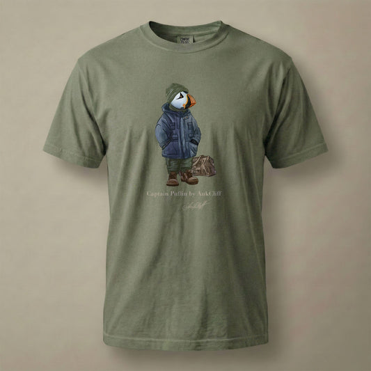 AukCliff® Captain Puffin T-shirt Moss / S Captain Puffin™ “Expedition Scout” Comfort Colors T-Shirt