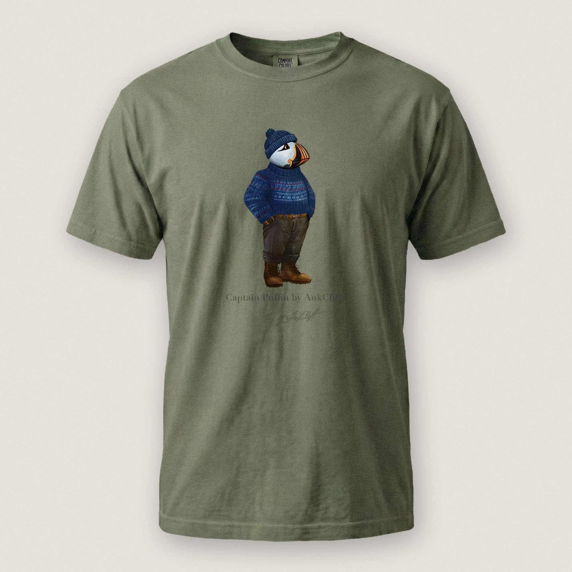 AukCliff Captain Puffin T-shirt Moss / S Captain Puffin™ “Faroe Islands Fisherman” Comfort Colors T-Shirt