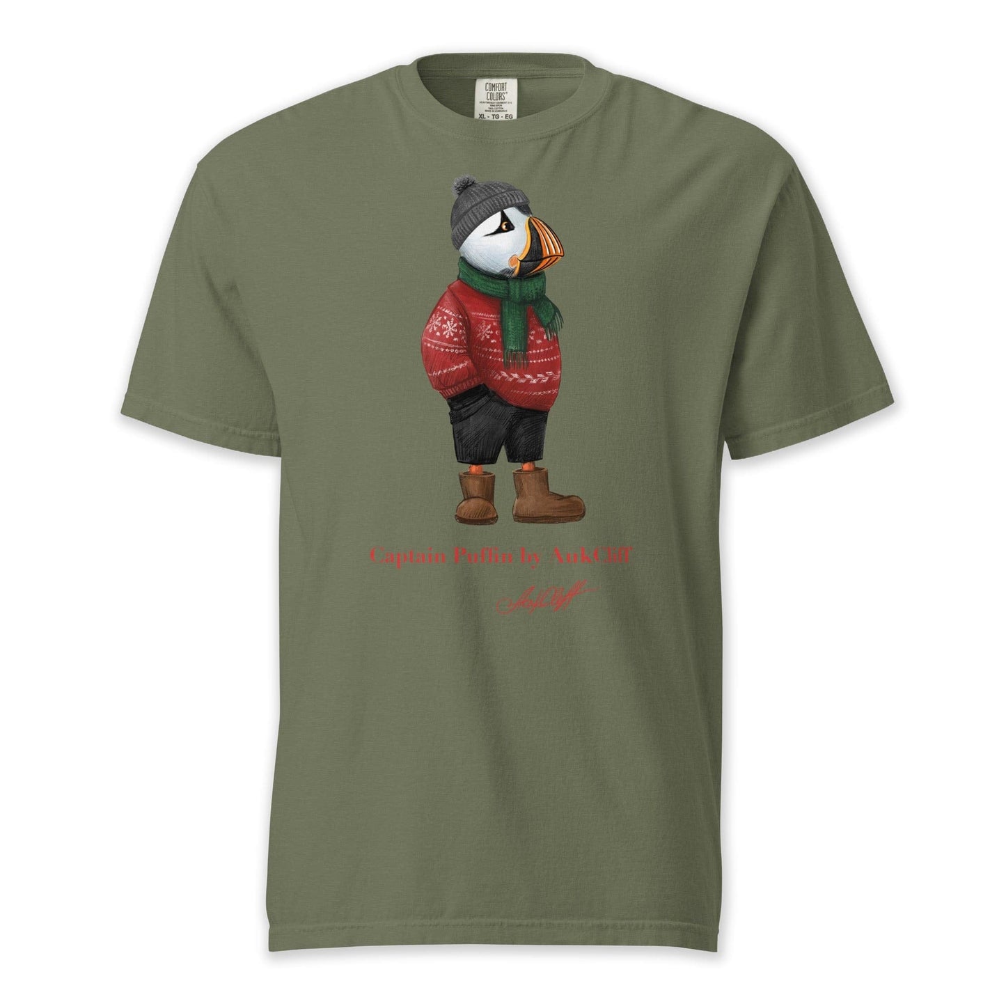AukCliff Captain Puffin T-shirt Moss / S Captain Puffin™ “Festive Puffin” Comfort Colors T-Shirt