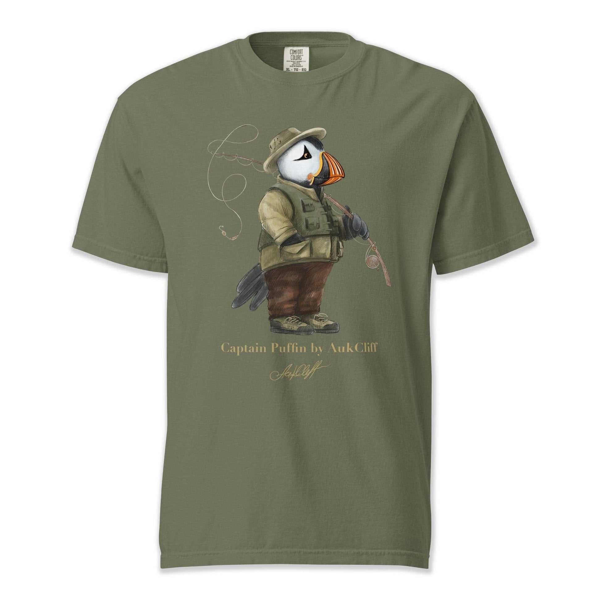 AukCliff Captain Puffin T-shirt Moss / S Captain Puffin™ Fly Fisherman Comfort Colors T-Shirt