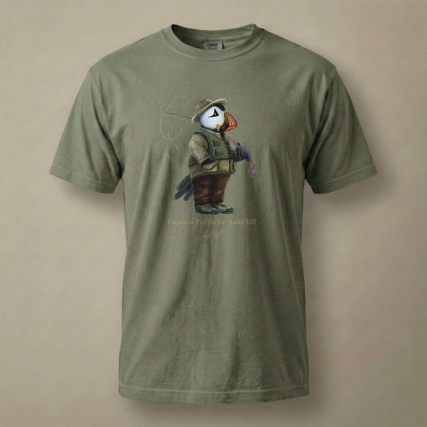 AukCliff Captain Puffin T-shirt Moss / S Captain Puffin™ Fly Fisherman Comfort Colors T-Shirt