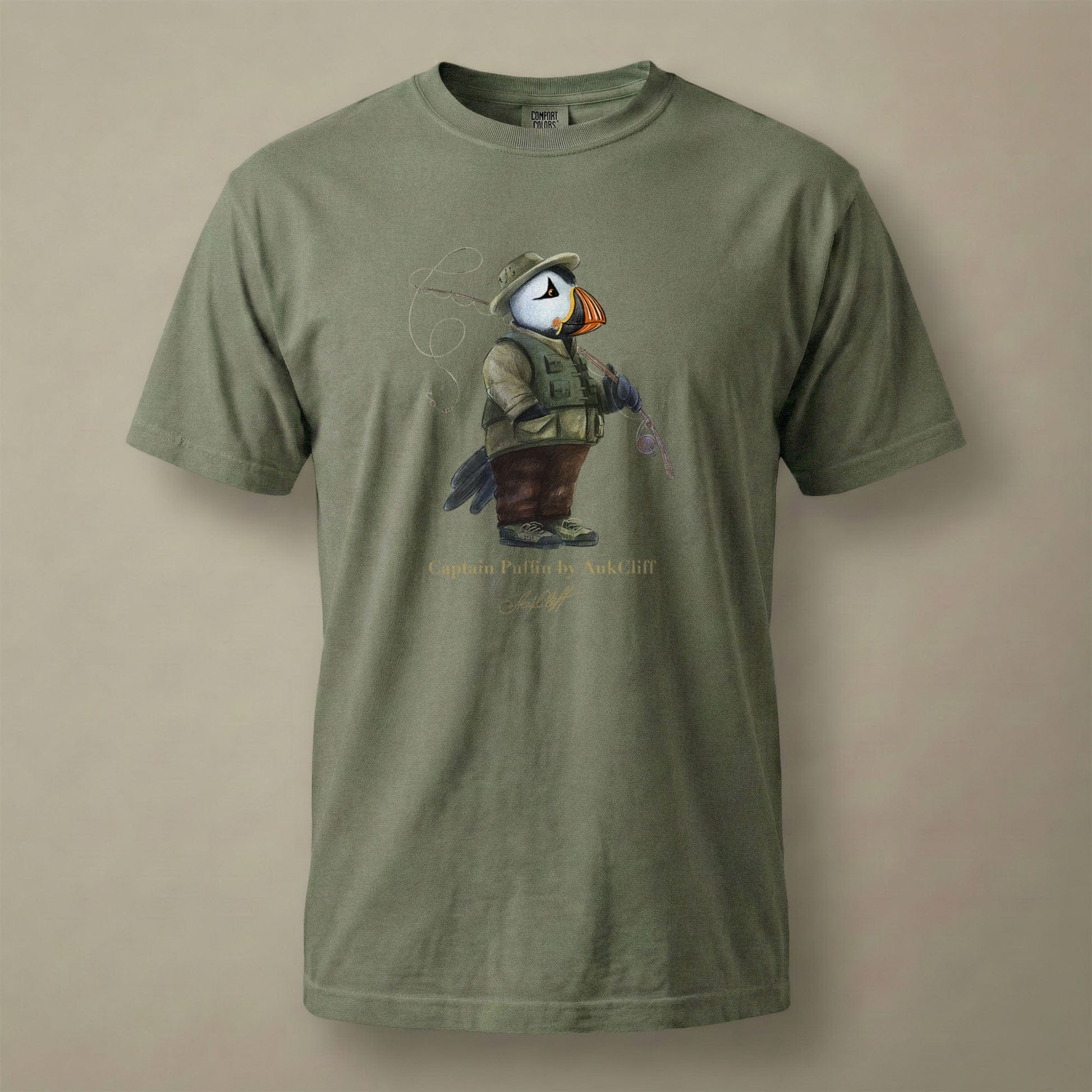 AukCliff Captain Puffin T-shirt Moss / S Captain Puffin™ Fly Fisherman Comfort Colors T-Shirt