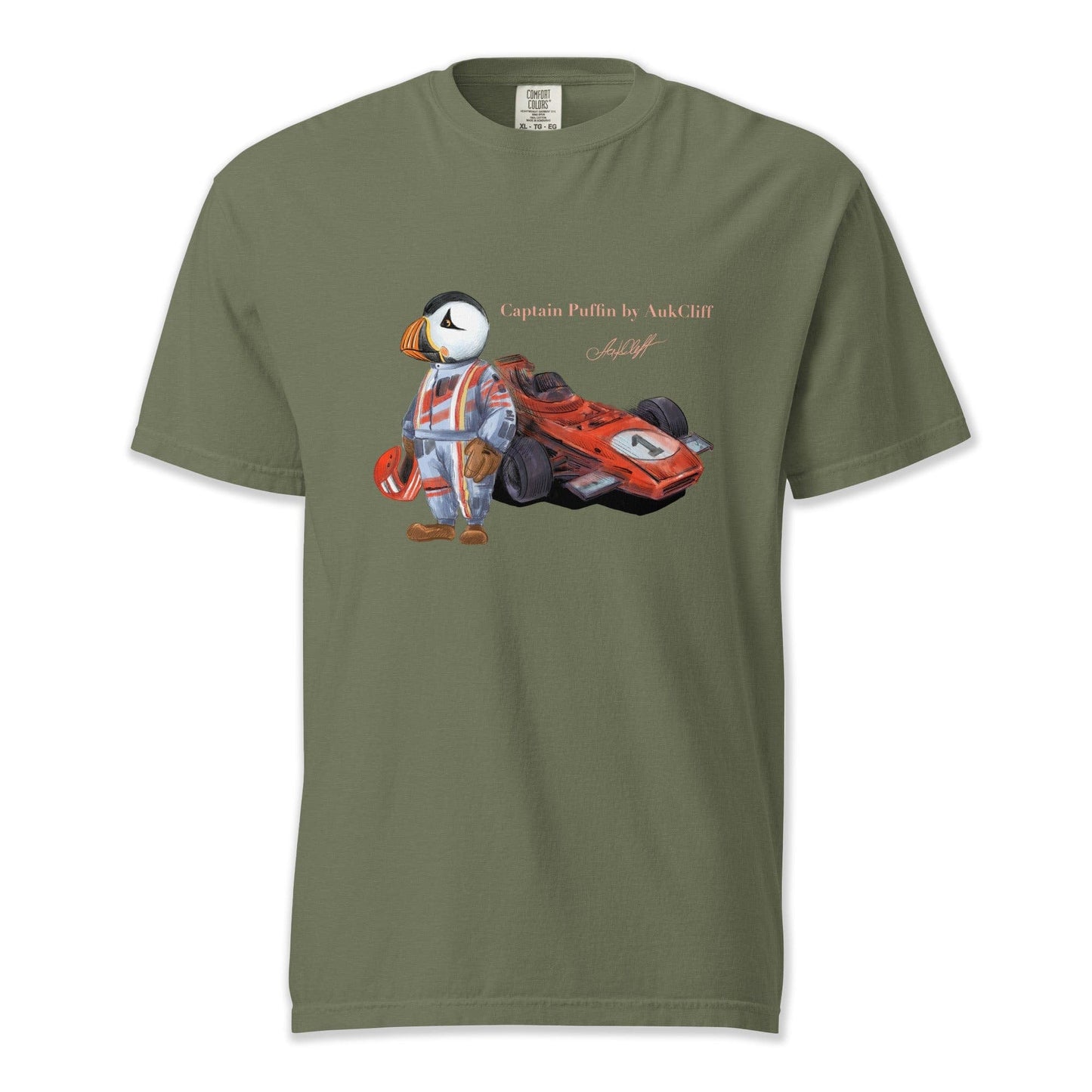 AukCliff Captain Puffin T-shirt Moss / S Captain Puffin™ Formula 1 Driver Comfort Colors T-Shirt
