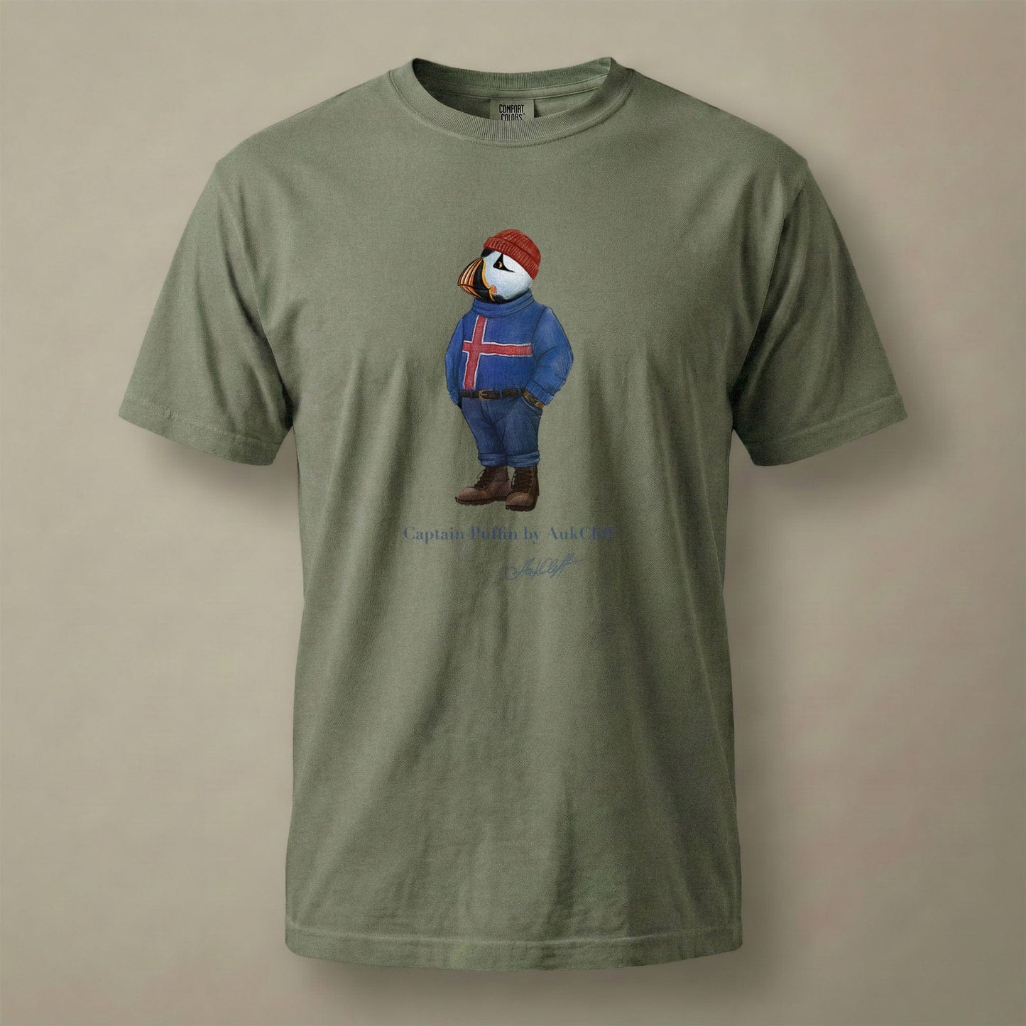 AukCliff Captain Puffin T-shirt Moss / S Captain Puffin™ “Iceland Wanderer” Comfort Colors T-Shirt
