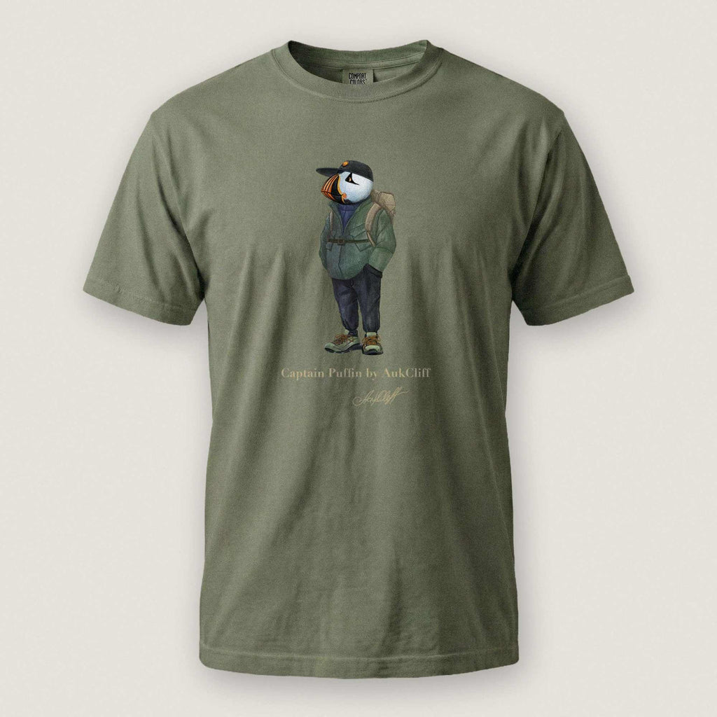 AukCliff® Captain Puffin T-shirt Moss / S Captain Puffin “Japanese Trail Walker” Comfort Colors T-Shirt