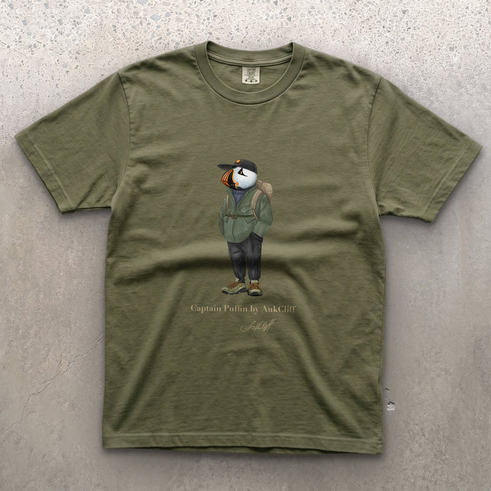 AukCliff® Captain Puffin T-shirt Moss / S Captain Puffin “Japanese Trail Walker” Comfort Colors T-Shirt