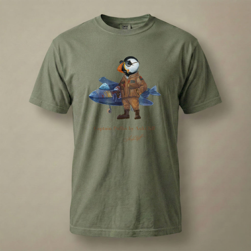 AukCliff Captain Puffin T-shirt Moss / S Captain Puffin™ Jet Pilot Comfort Colors T-Shirt