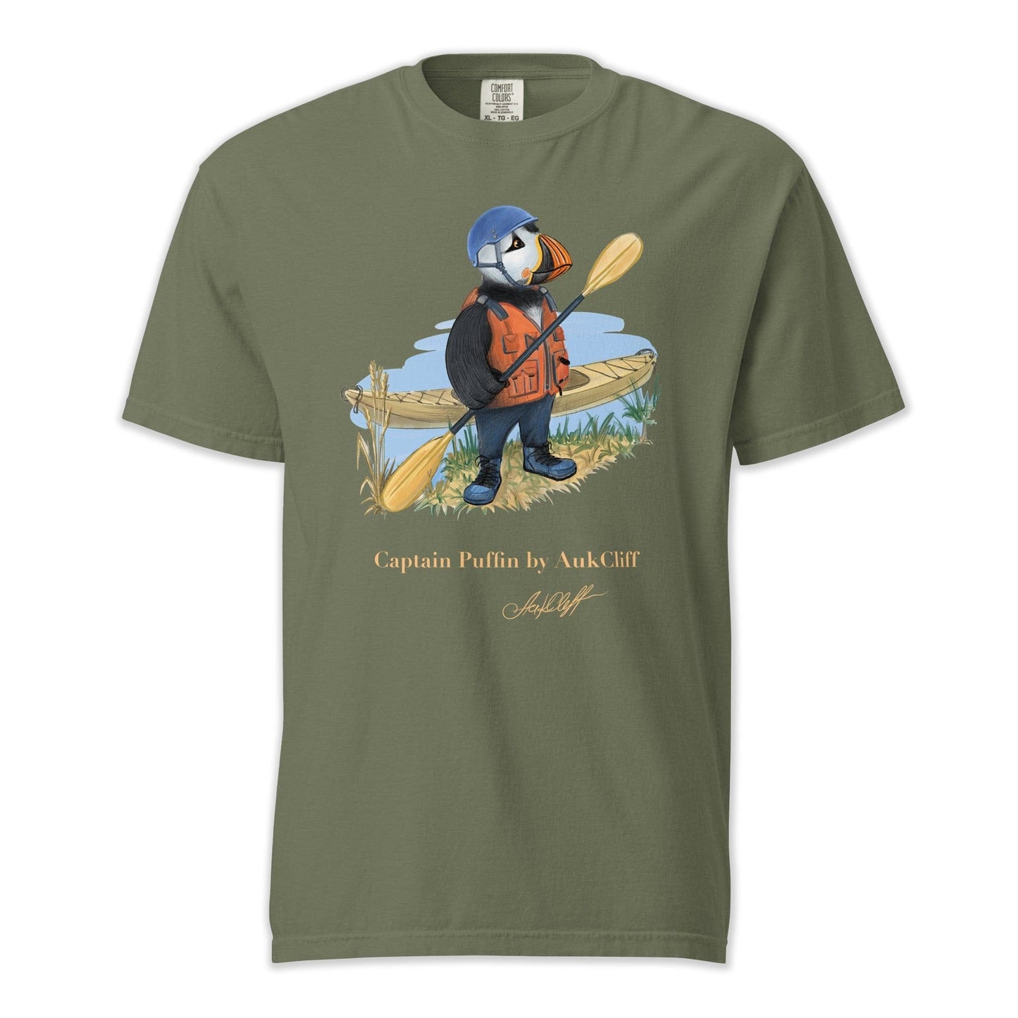 AukCliff Captain Puffin T-shirt Moss / S Captain Puffin™ Kayaker Comfort Colors T-Shirt